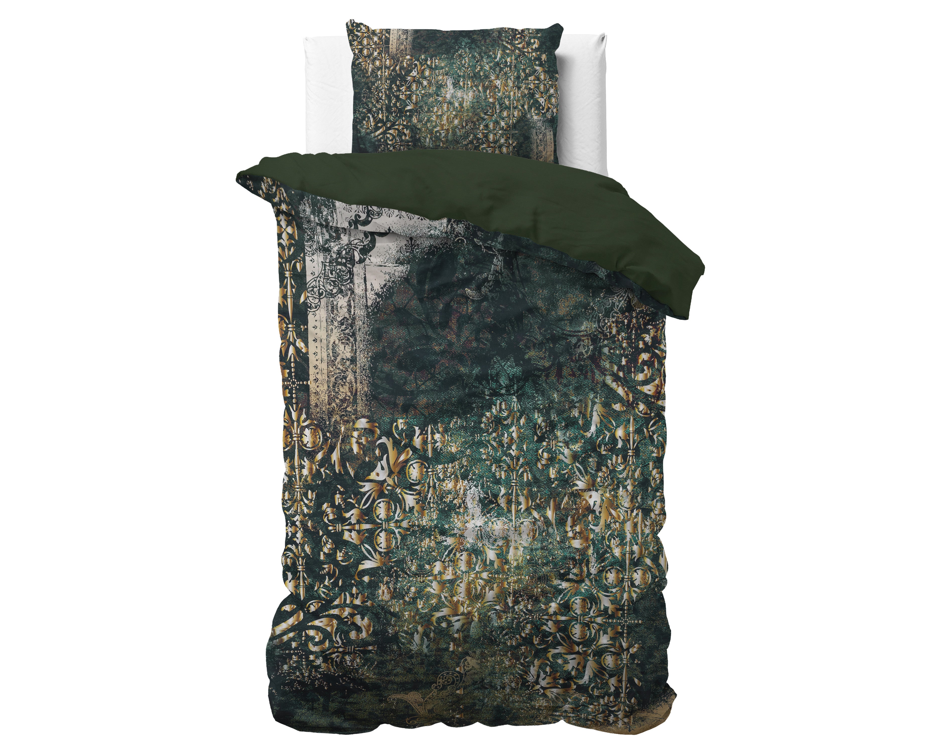 Saten posteljnina Nairobi Green