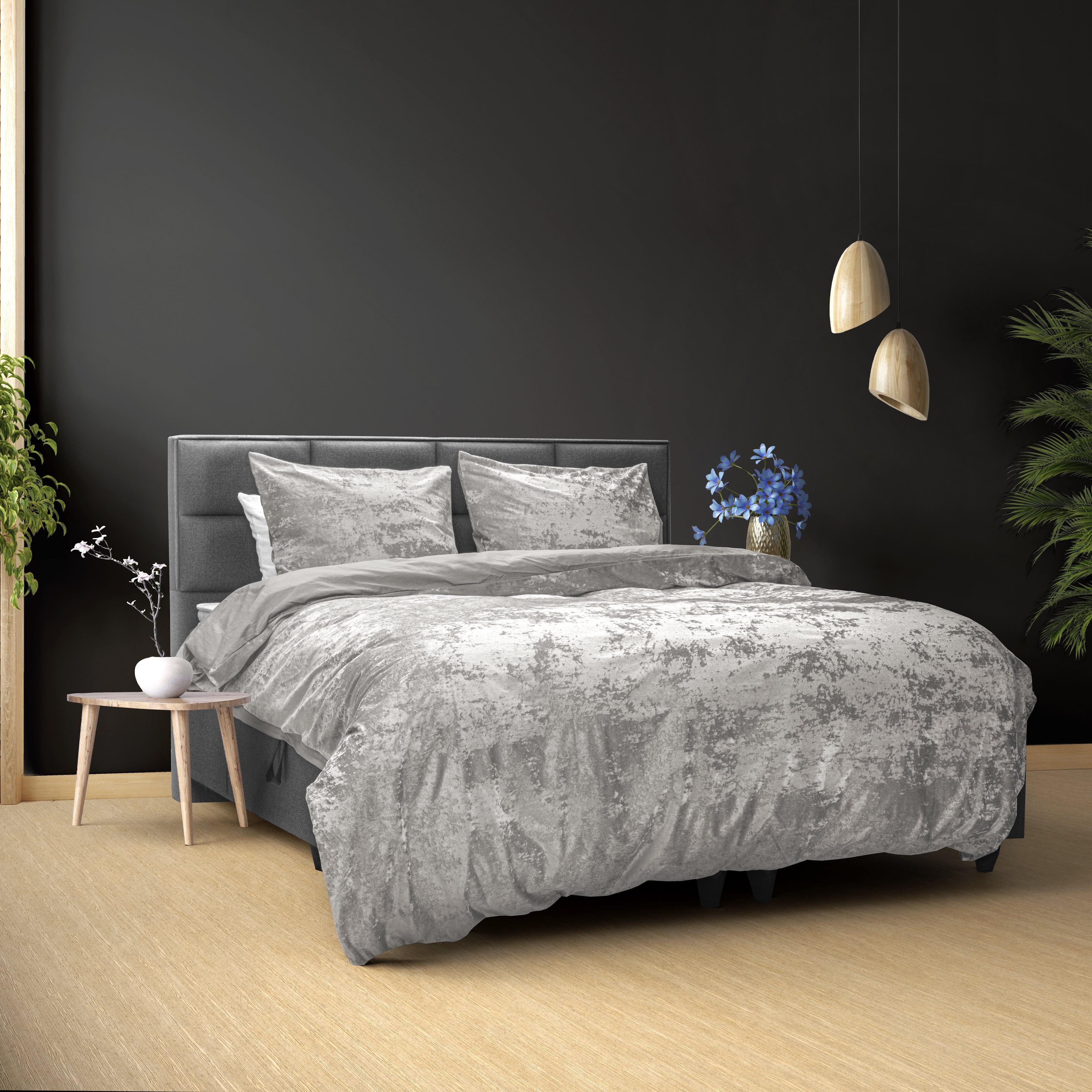 Crushed Velvet Bombaž posteljnina Metallic Silver