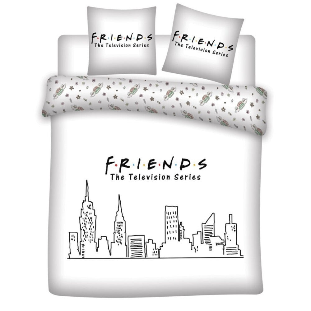 Friends White dvojna prevleka za odejo king size 240cm—220 cm, 63x63 cm mikrovlaken