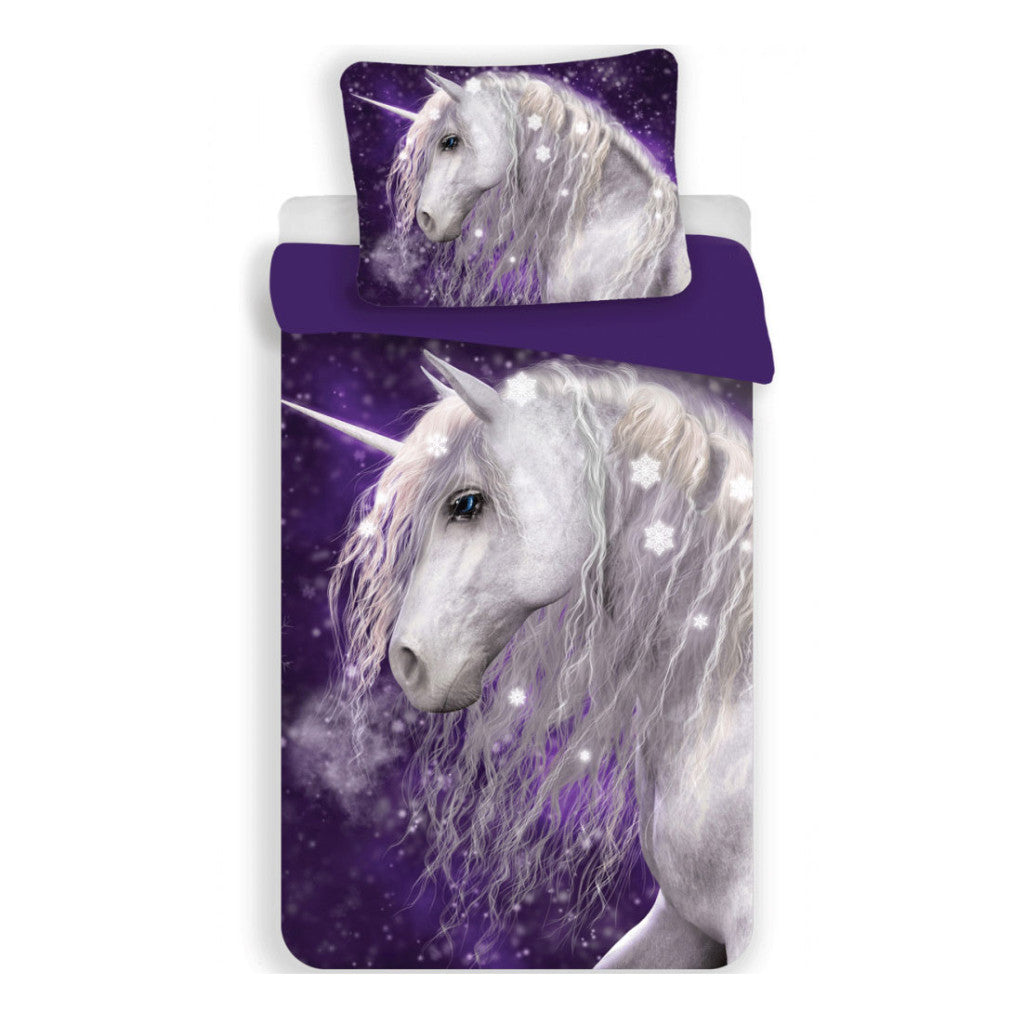 Otroška posteljnina Unicorn Purple 100cm—135 cm, 40cm—60 cm