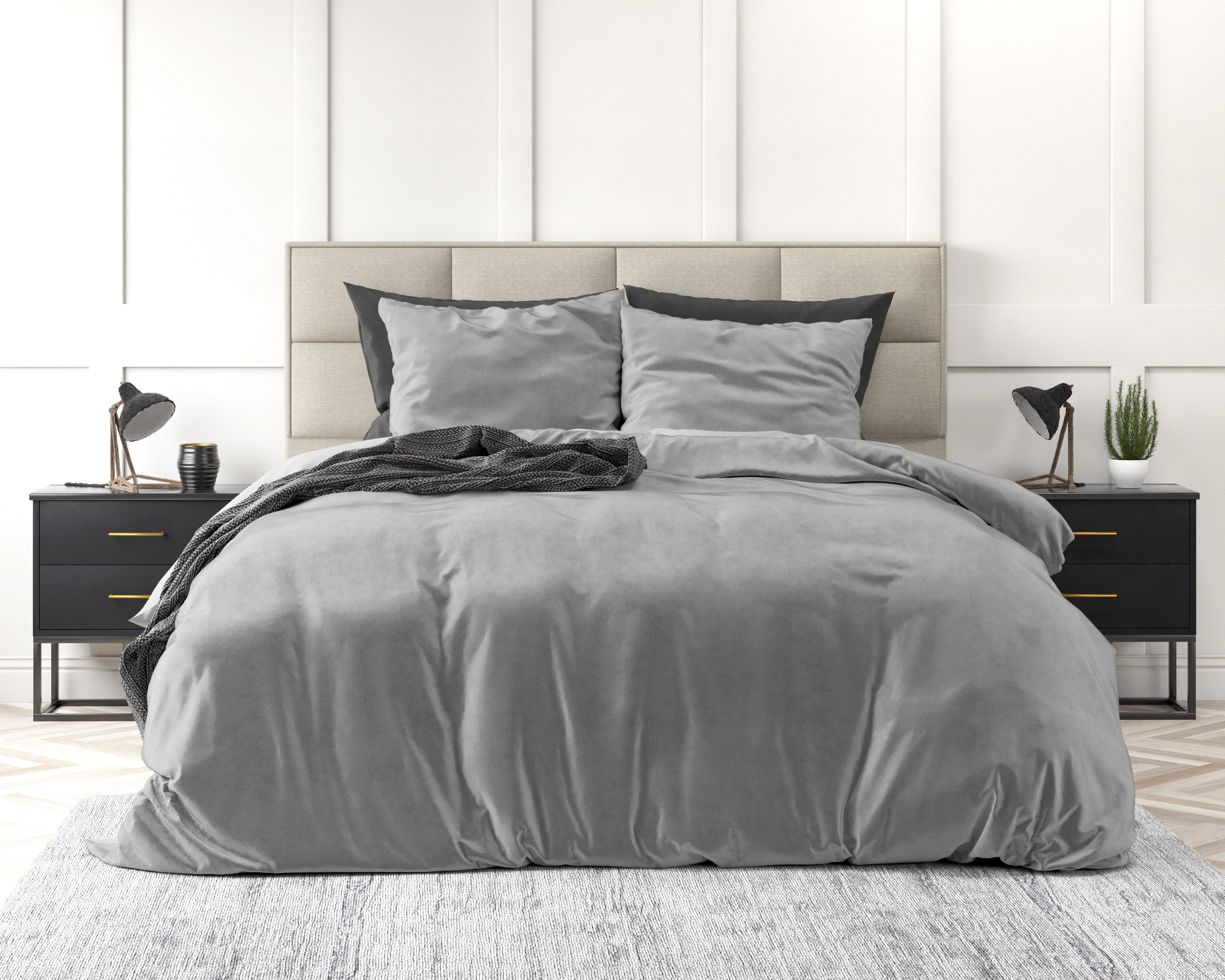 Velvet Uni posteljnina Grey
