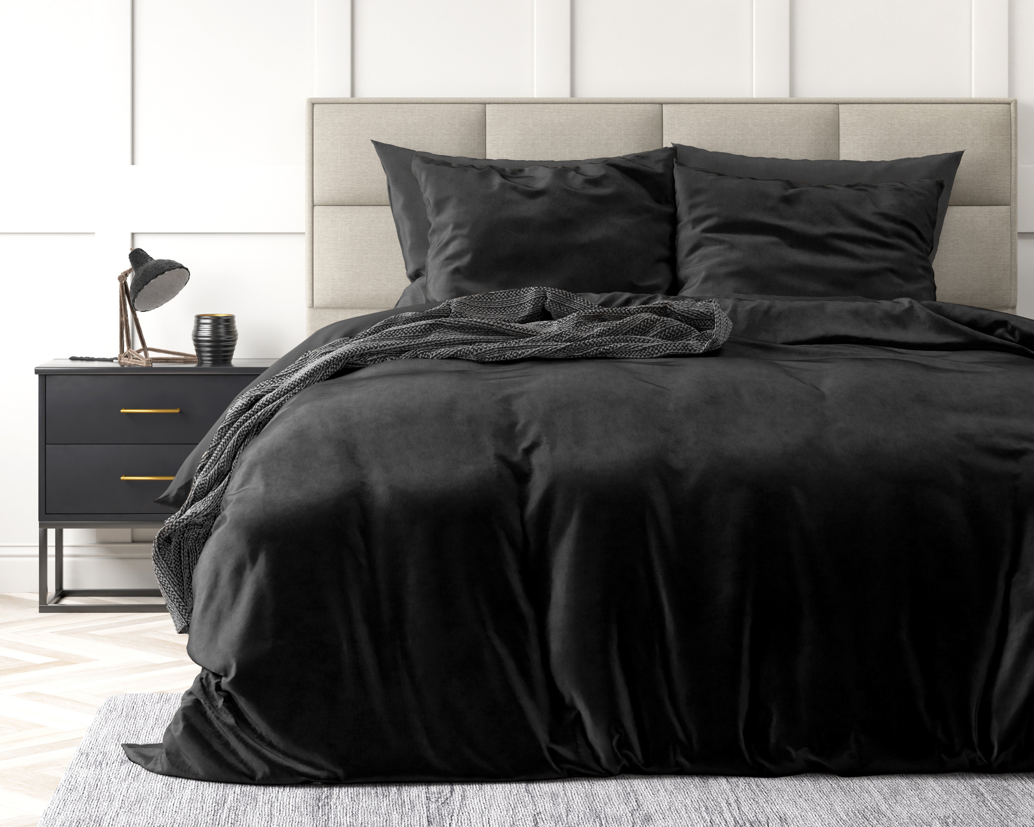 Velvet Uni posteljnina Black