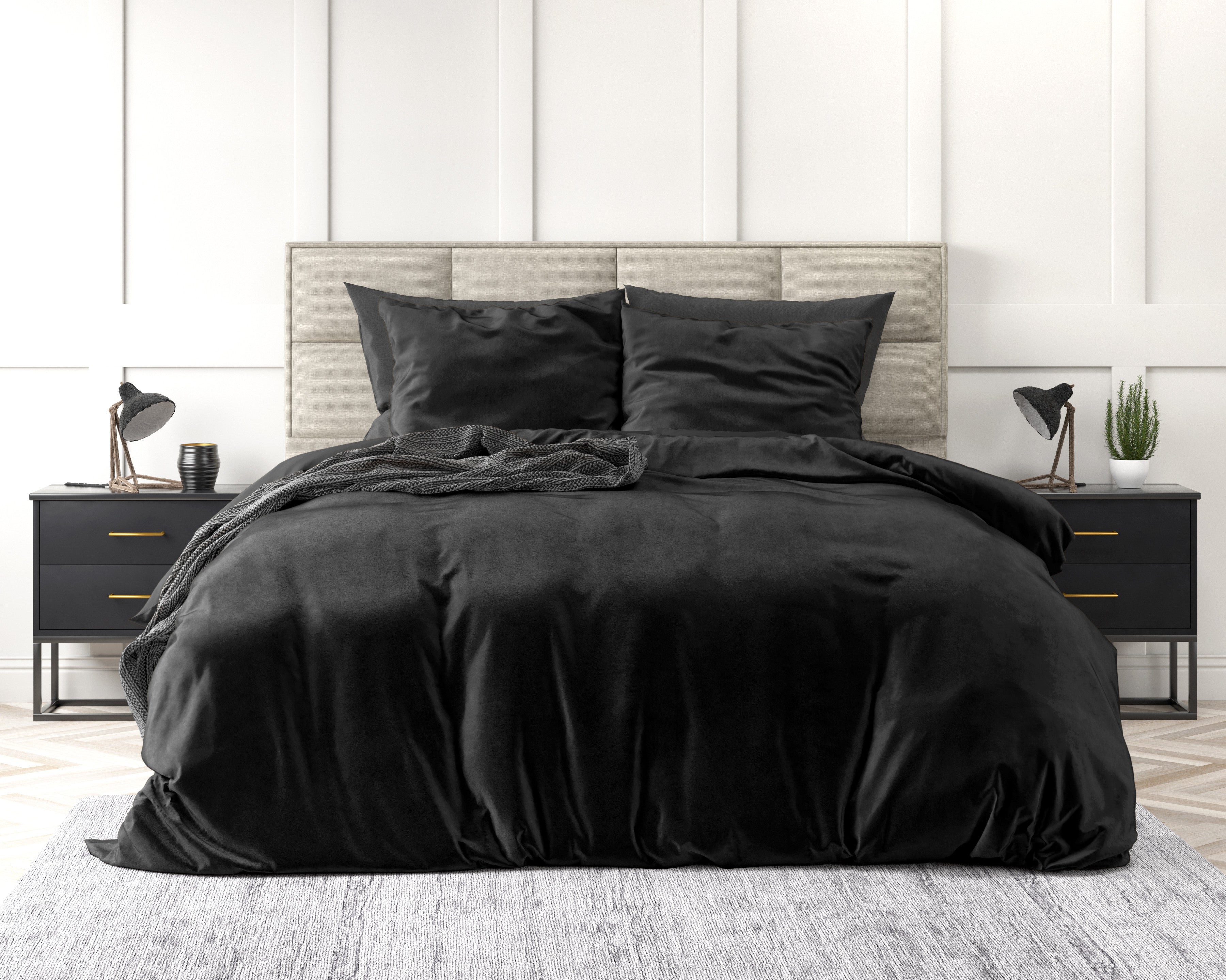 Velvet Uni posteljnina Black