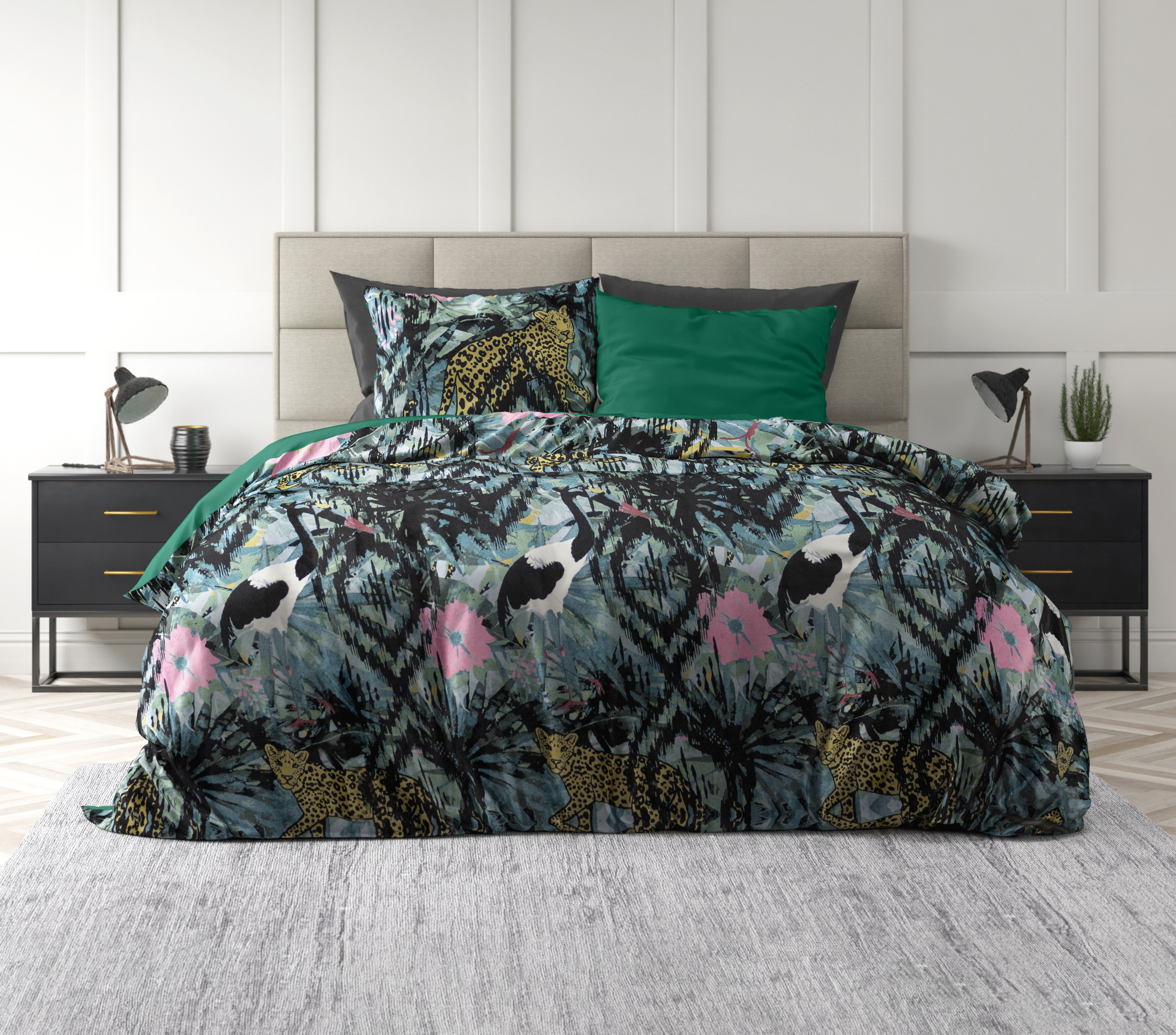 Velvet Botanical Forest Green