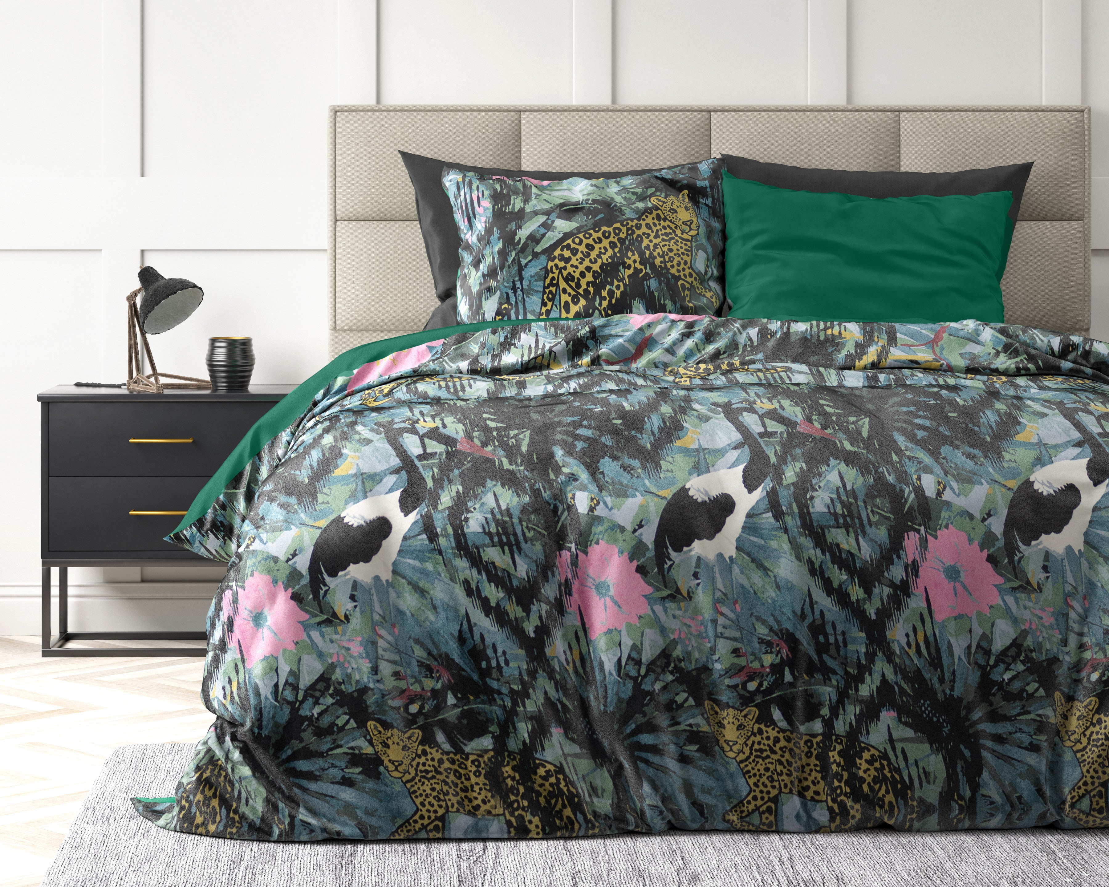 Velvet Botanical Forest Green