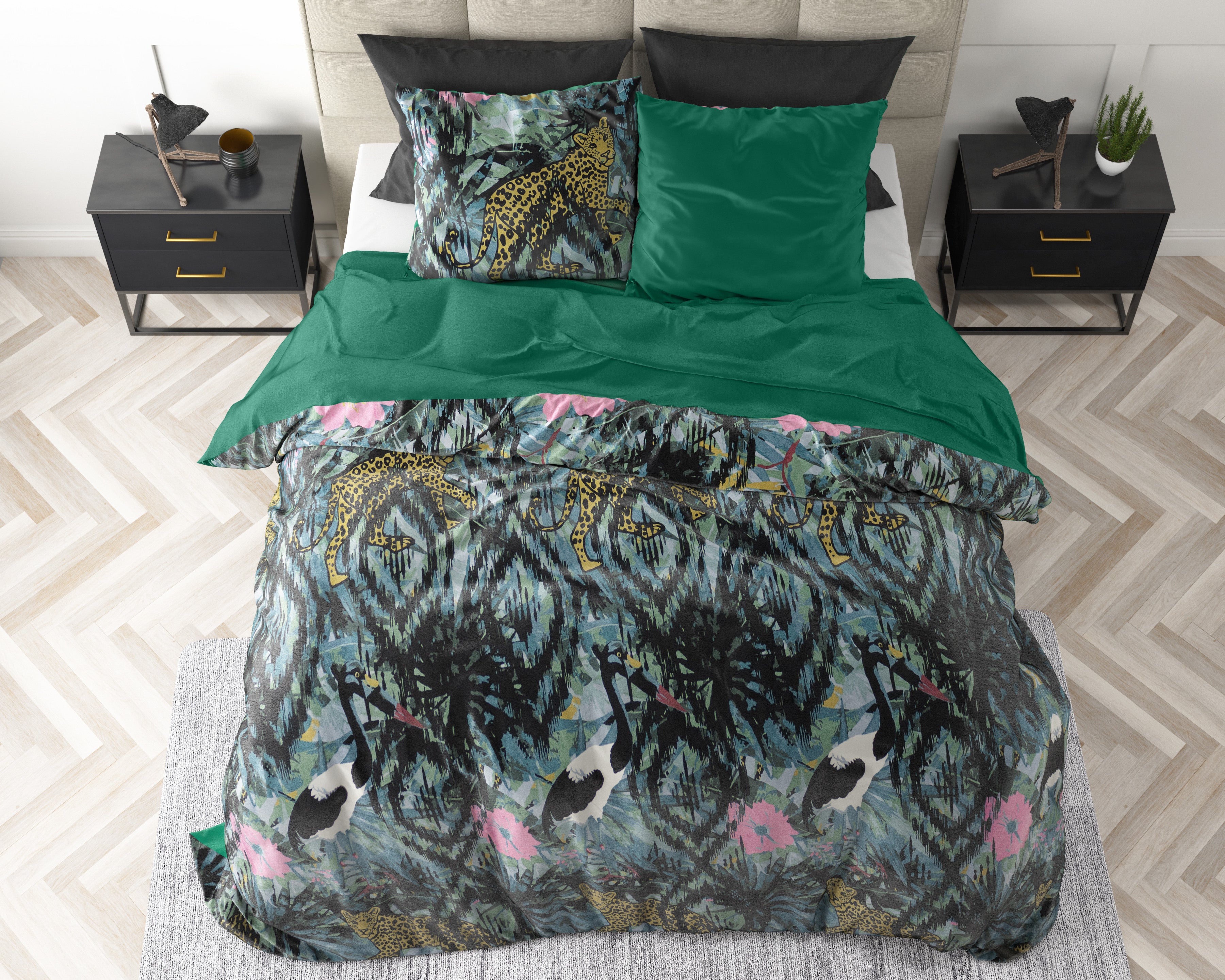 Velvet Botanical Forest Green