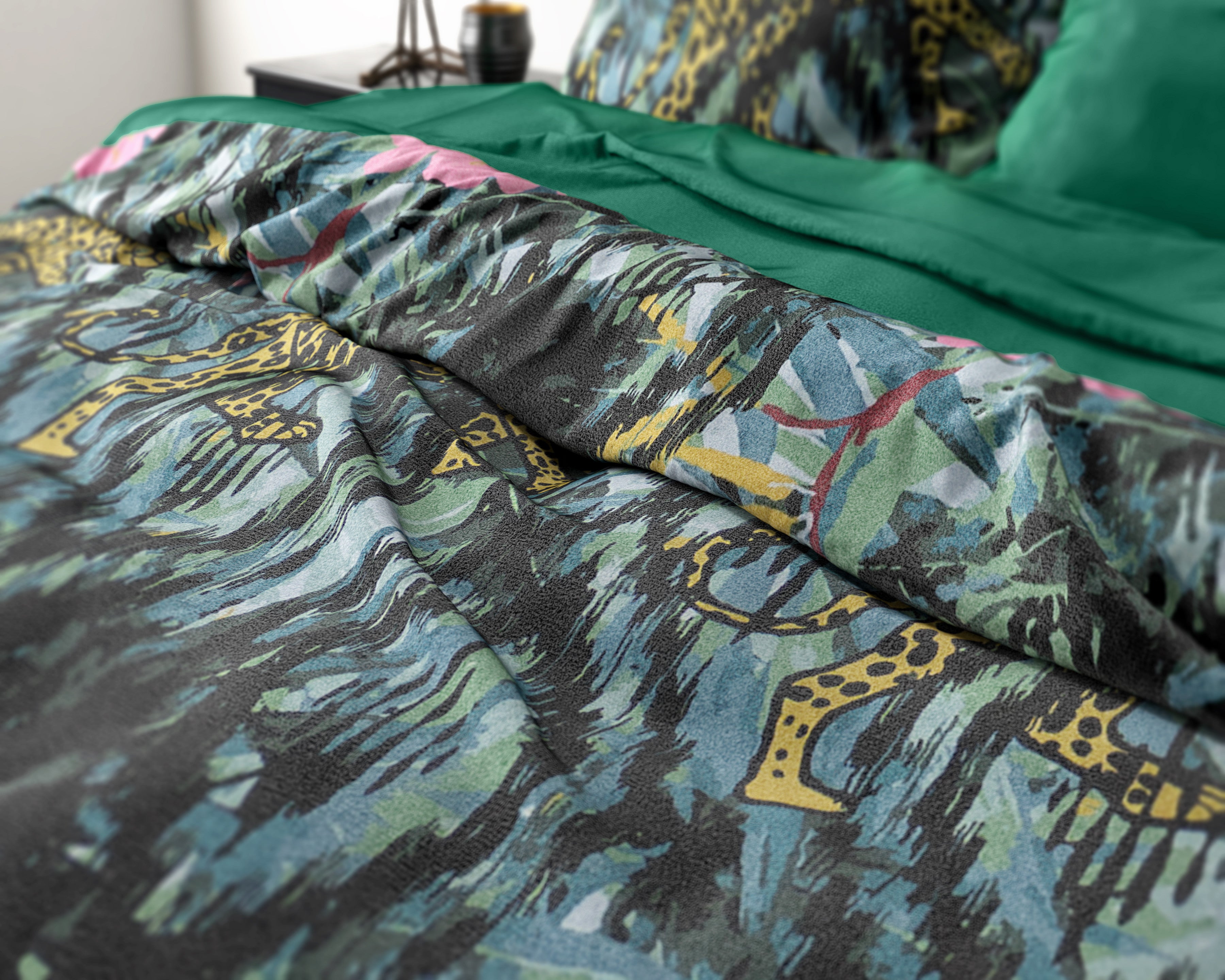 Velvet Botanical Forest Green