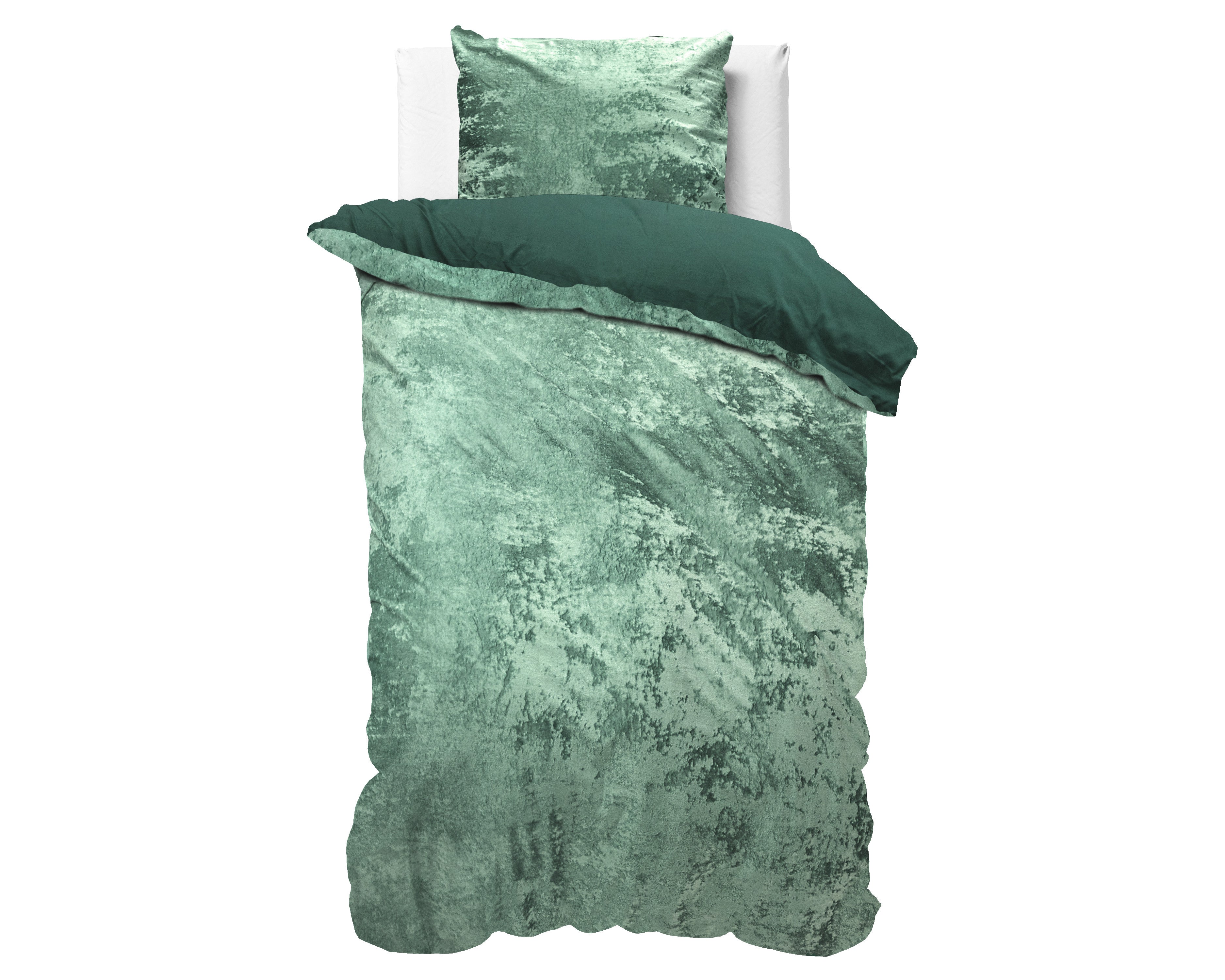 Crushed Velvet Bombaž posteljnina Dark Green