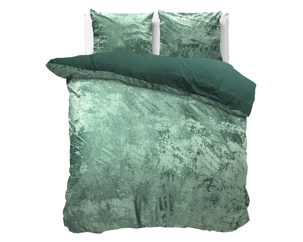 Crushed Velvet Bombaž posteljnina Dark Green