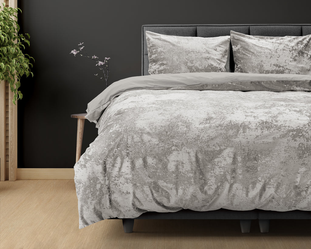 Crushed Velvet Bombaž posteljnina Metallic Silver