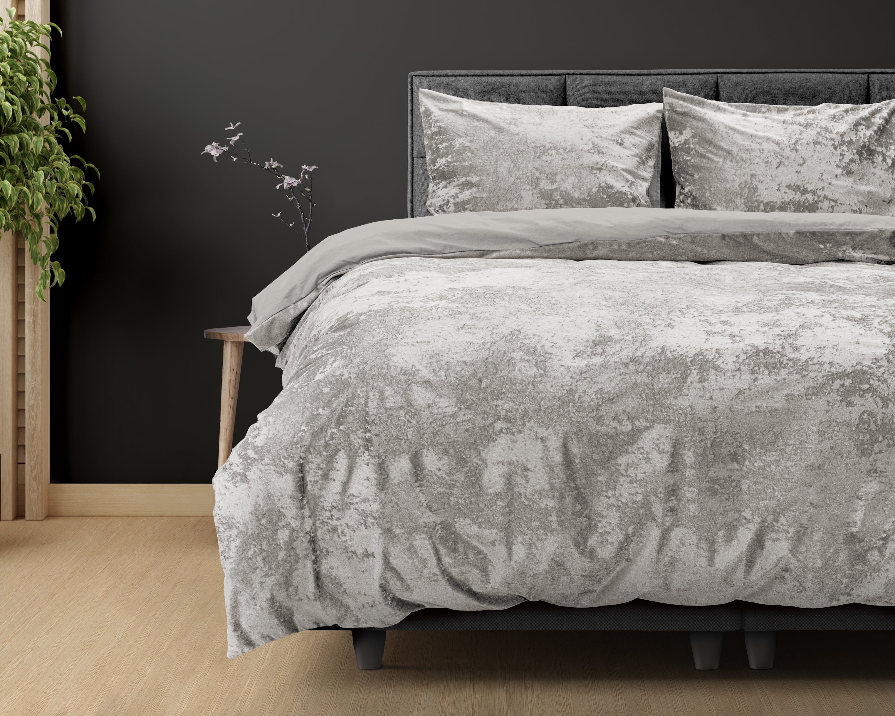 Crushed Velvet Bombaž posteljnina Metallic Silver