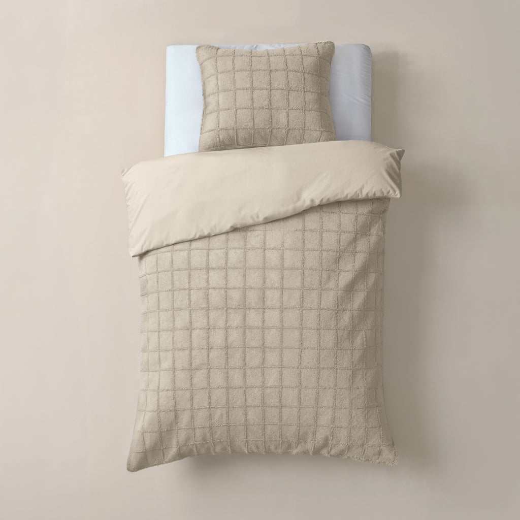 Faux Fur Check Beige