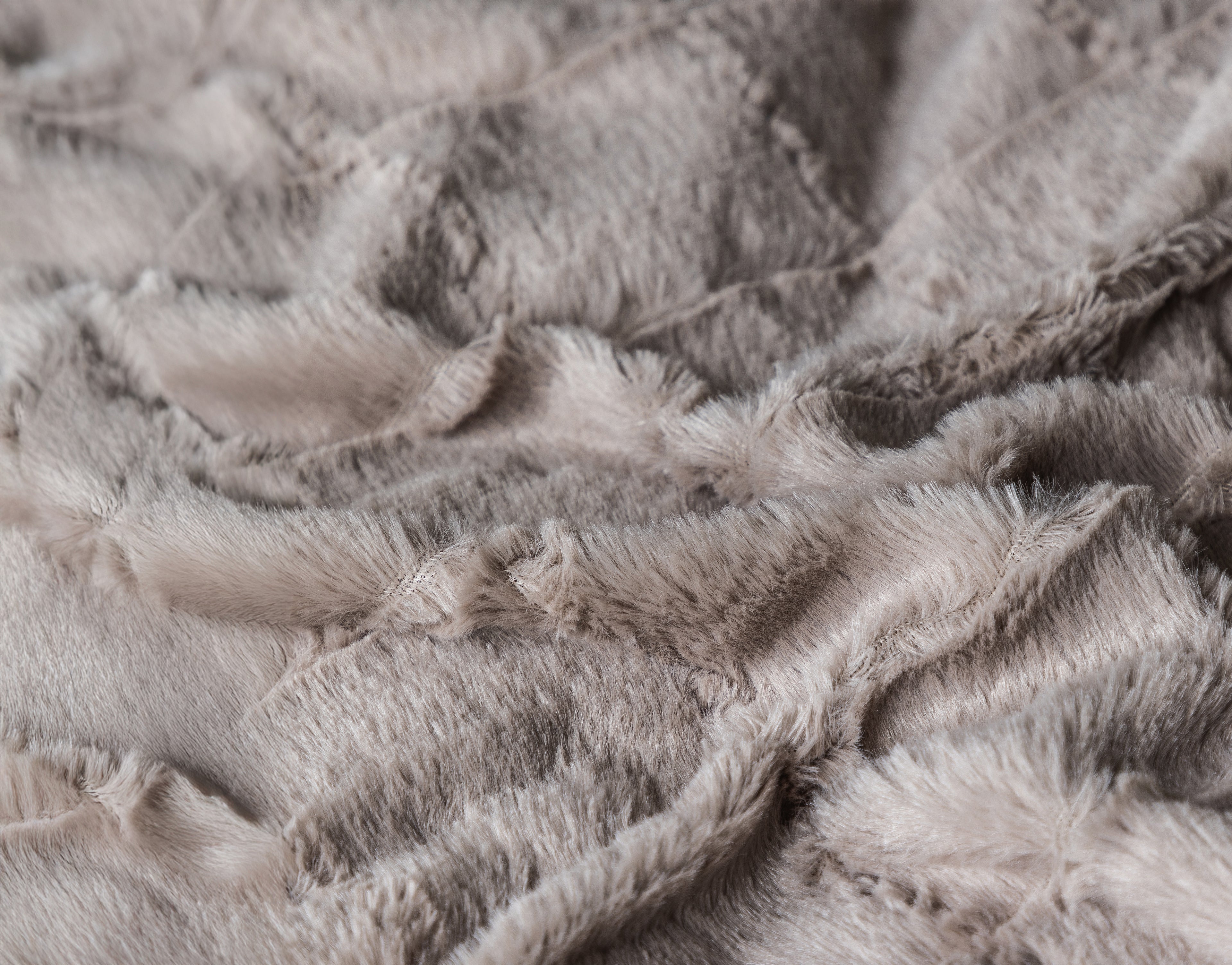 Faux Fur Check Taupe