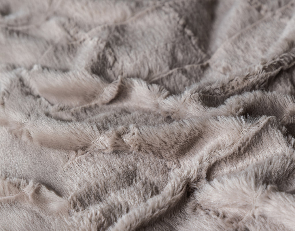 Faux Fur Check Taupe