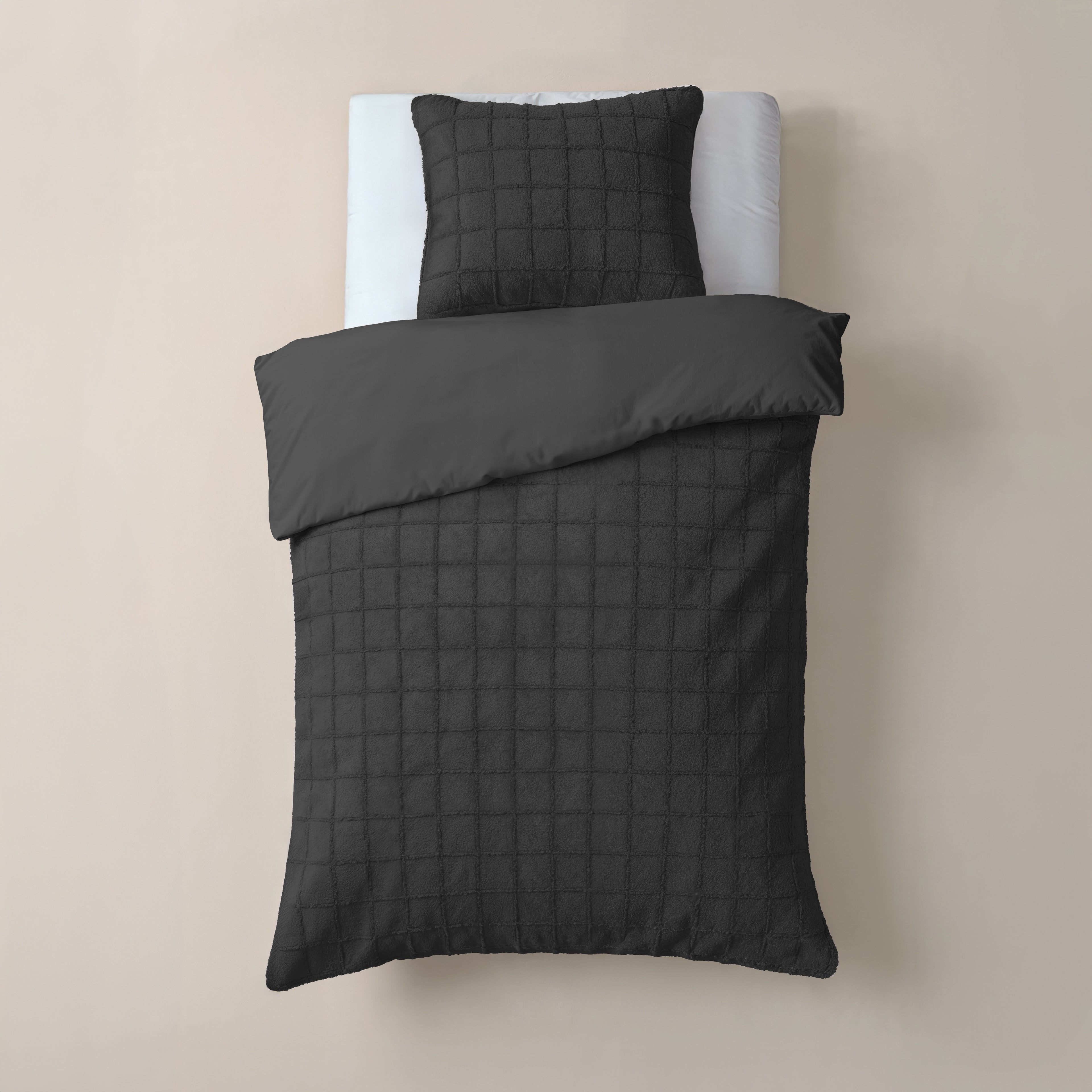 Faux Fur Check Black