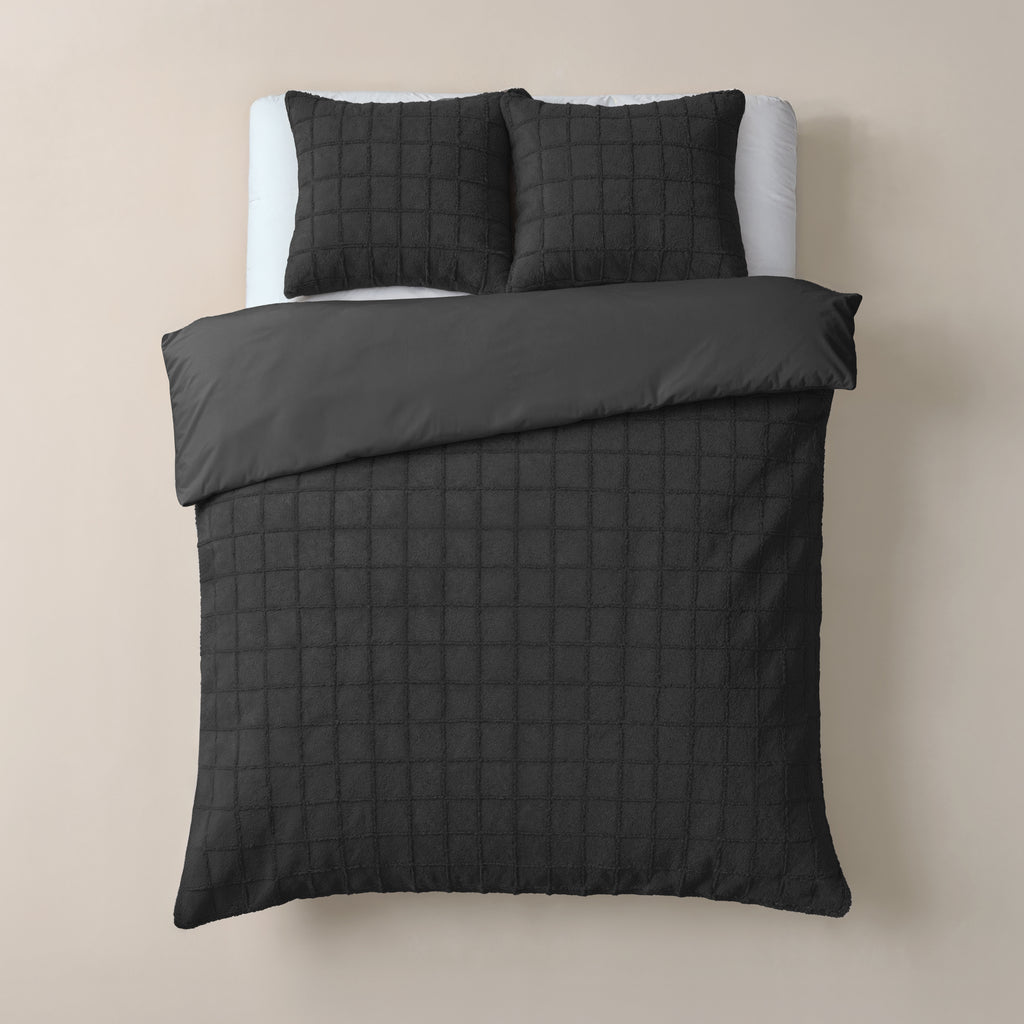 Faux Fur Check Black