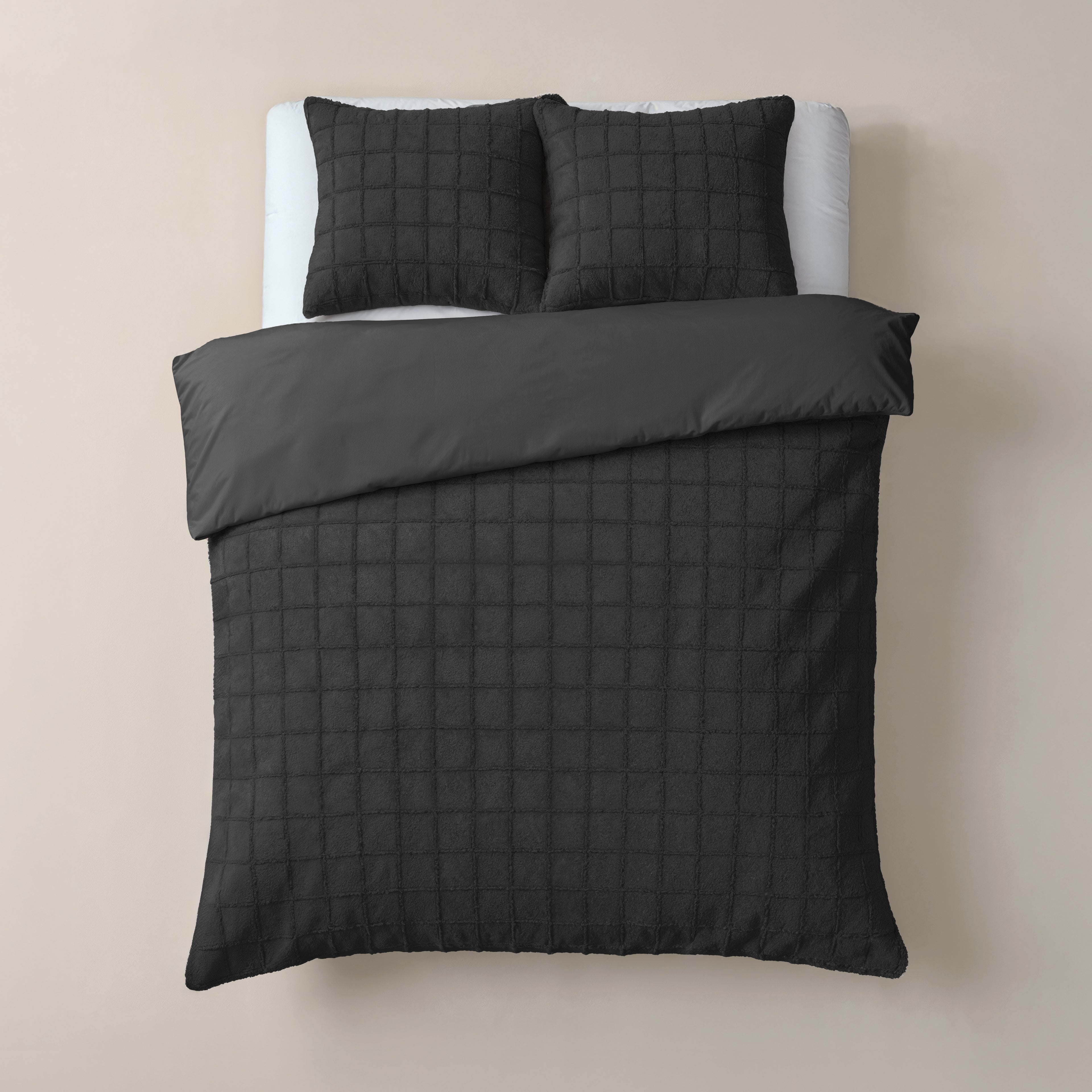 Faux Fur Check Black