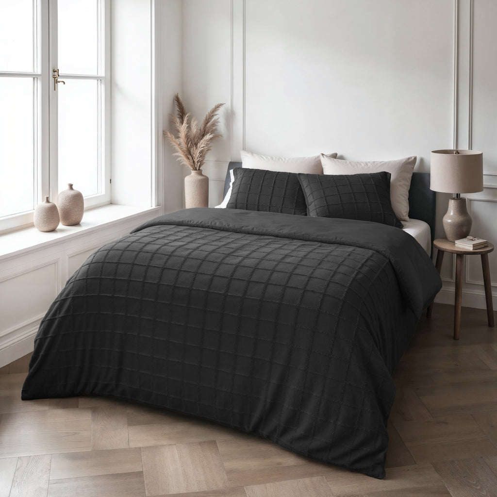 Faux Fur Check Black