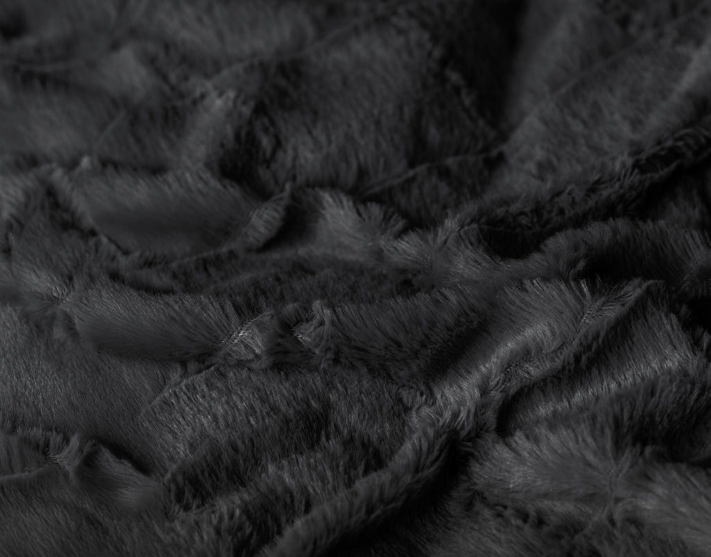 Faux Fur Check Black