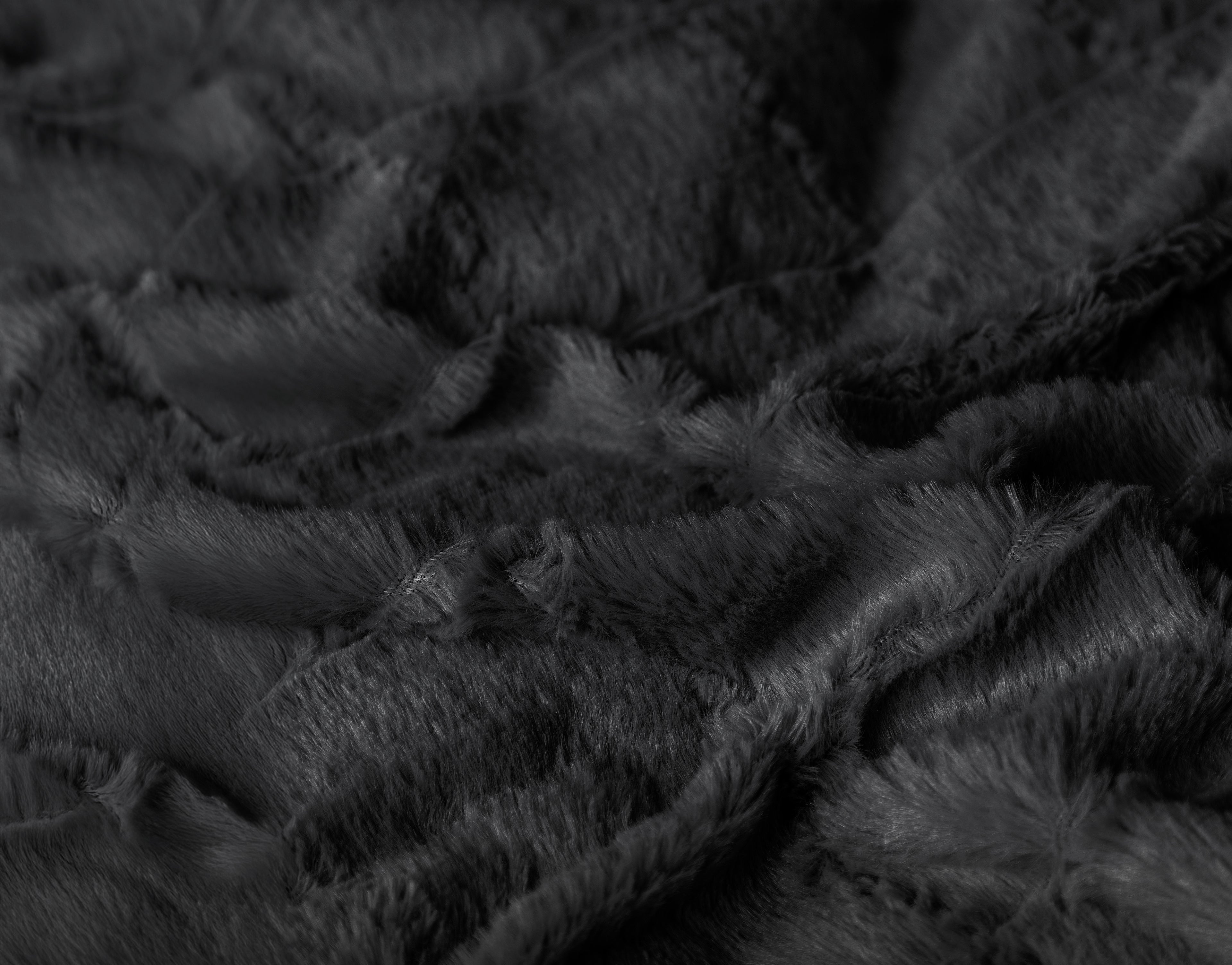 Faux Fur Check Black