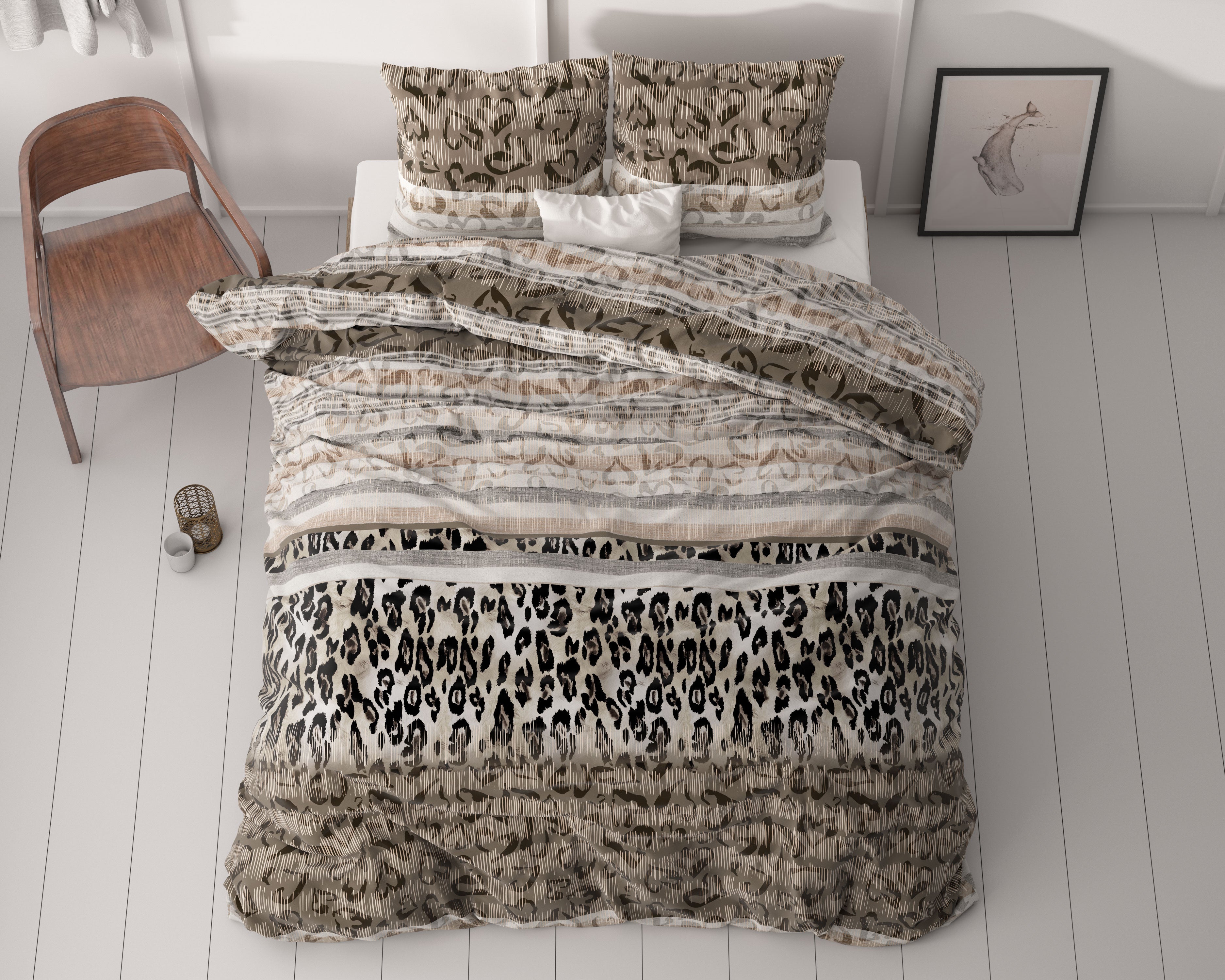 Posteljnina Tiger leopard Taupe
