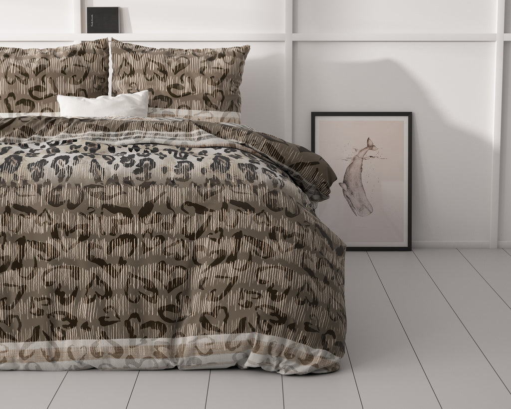 Posteljnina Tiger leopard Taupe