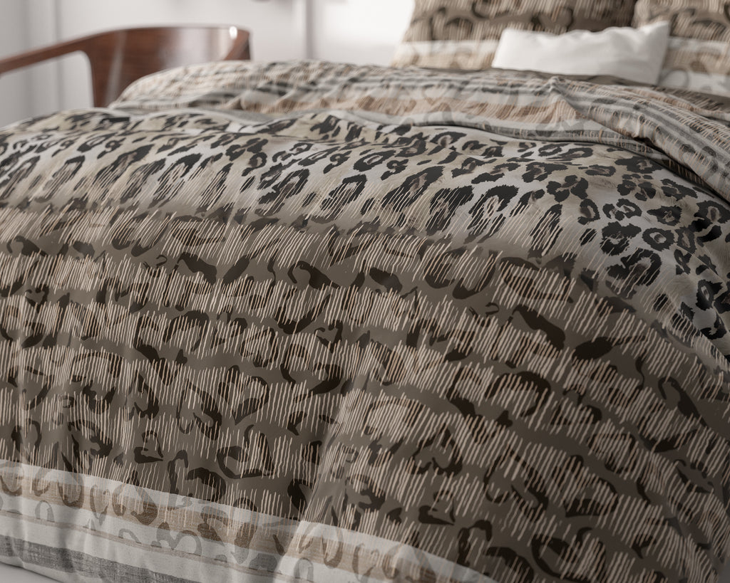 Posteljnina Tiger leopard Taupe