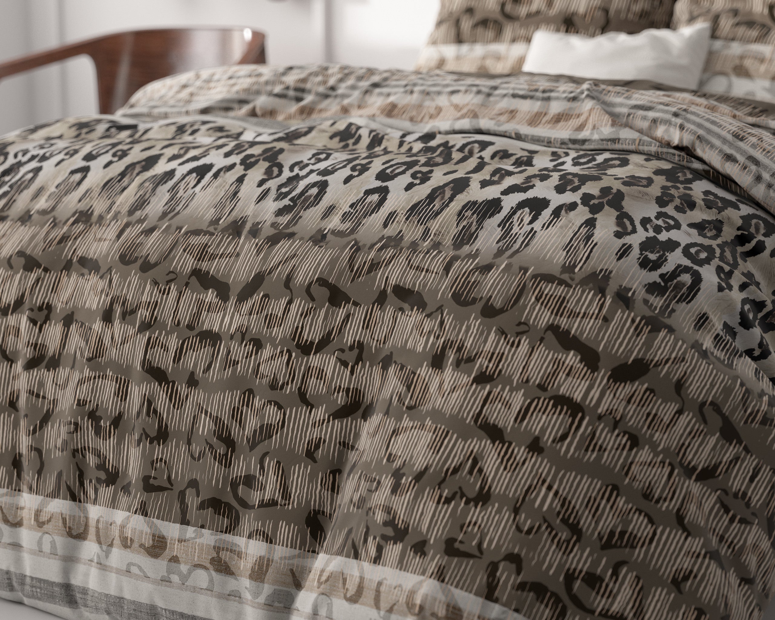 Posteljnina Tiger leopard Taupe