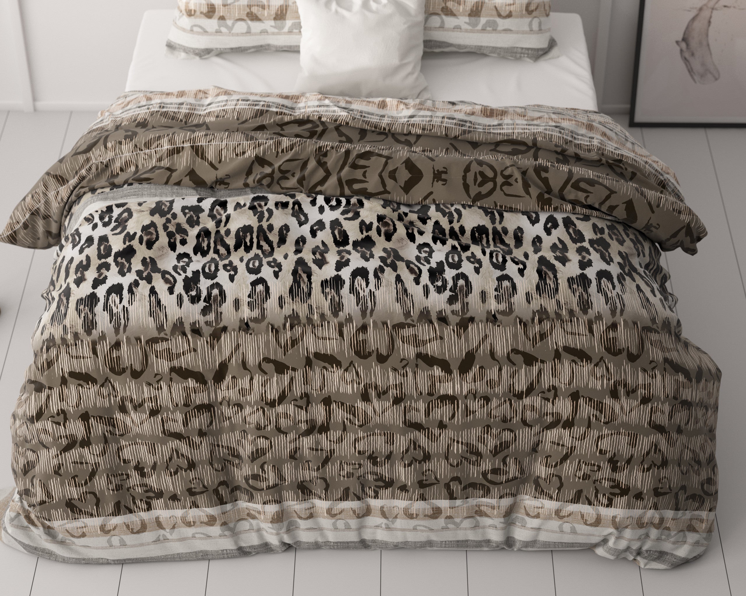 Posteljnina Tiger leopard Taupe