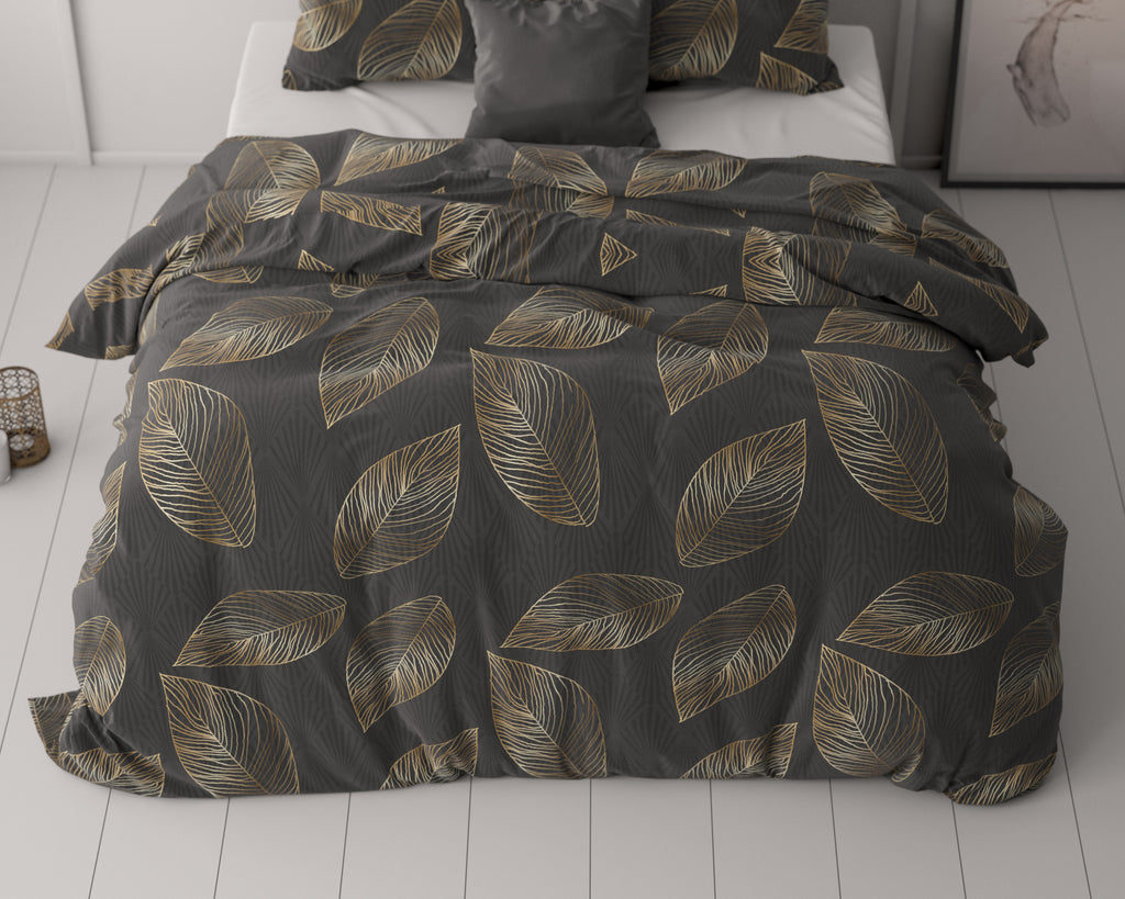 Posteljnina Golden leaf Antracit