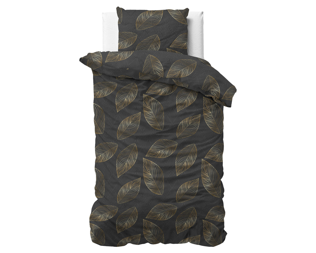 Posteljnina Golden leaf Antracit