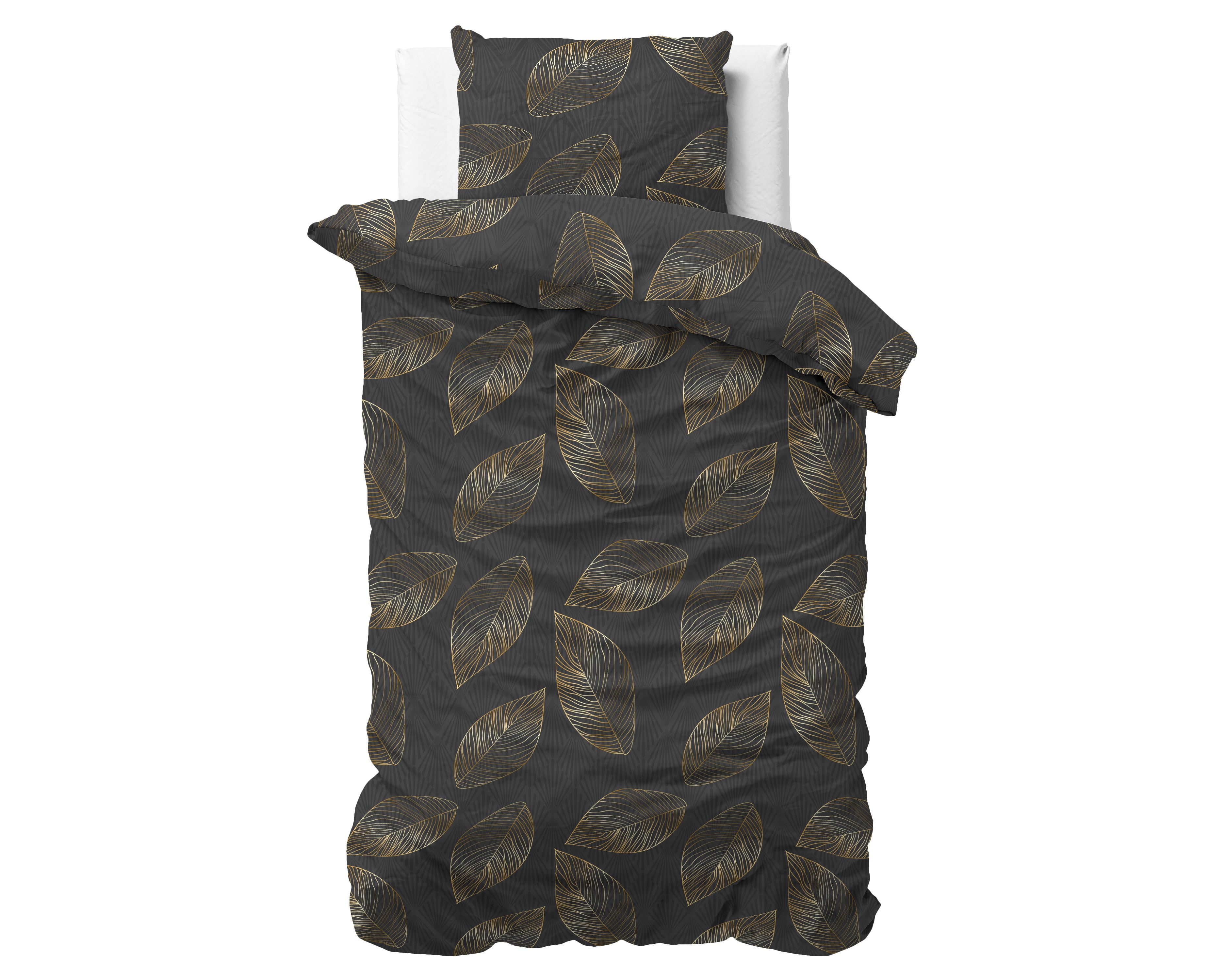 Posteljnina Golden leaf Antracit