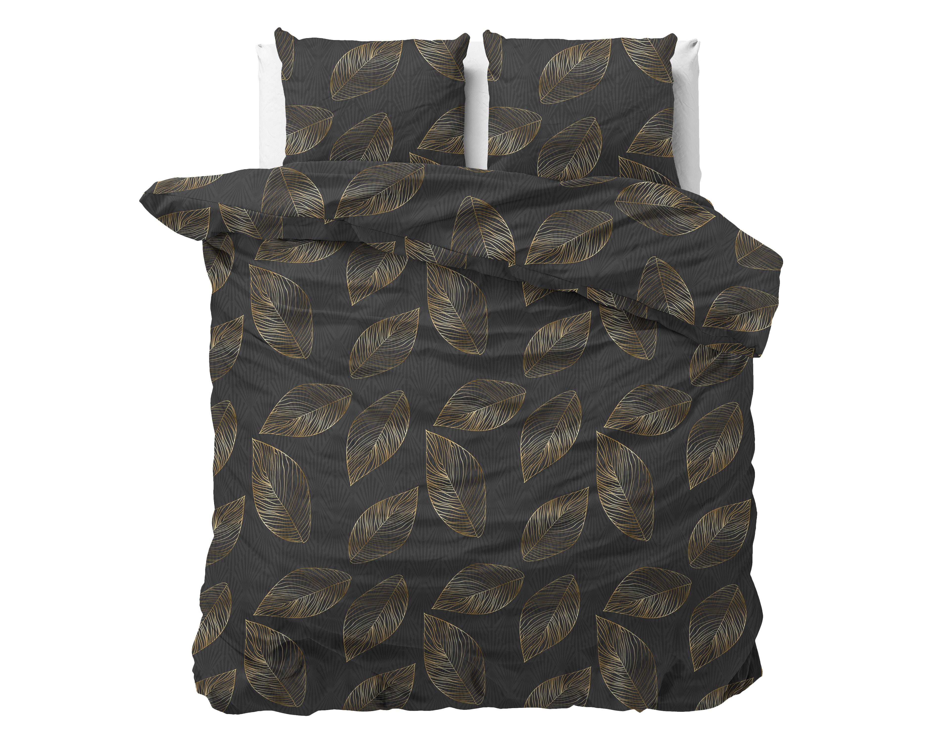 Posteljnina Golden leaf Antracit