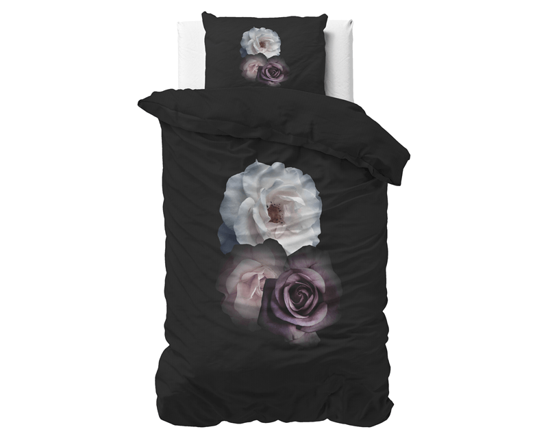 Posteljnina Deep Flowers črna