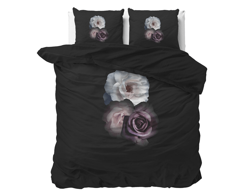 Posteljnina Deep Flowers črna