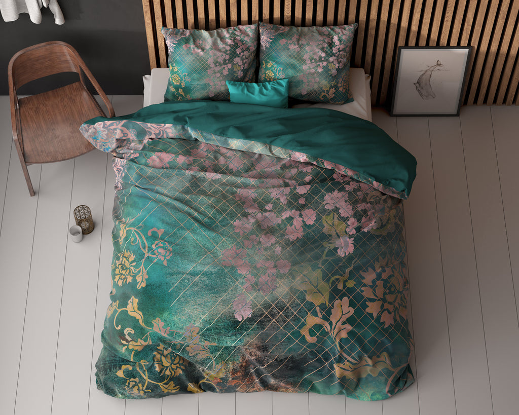 Posteljnina Raddison Flower Zelena
