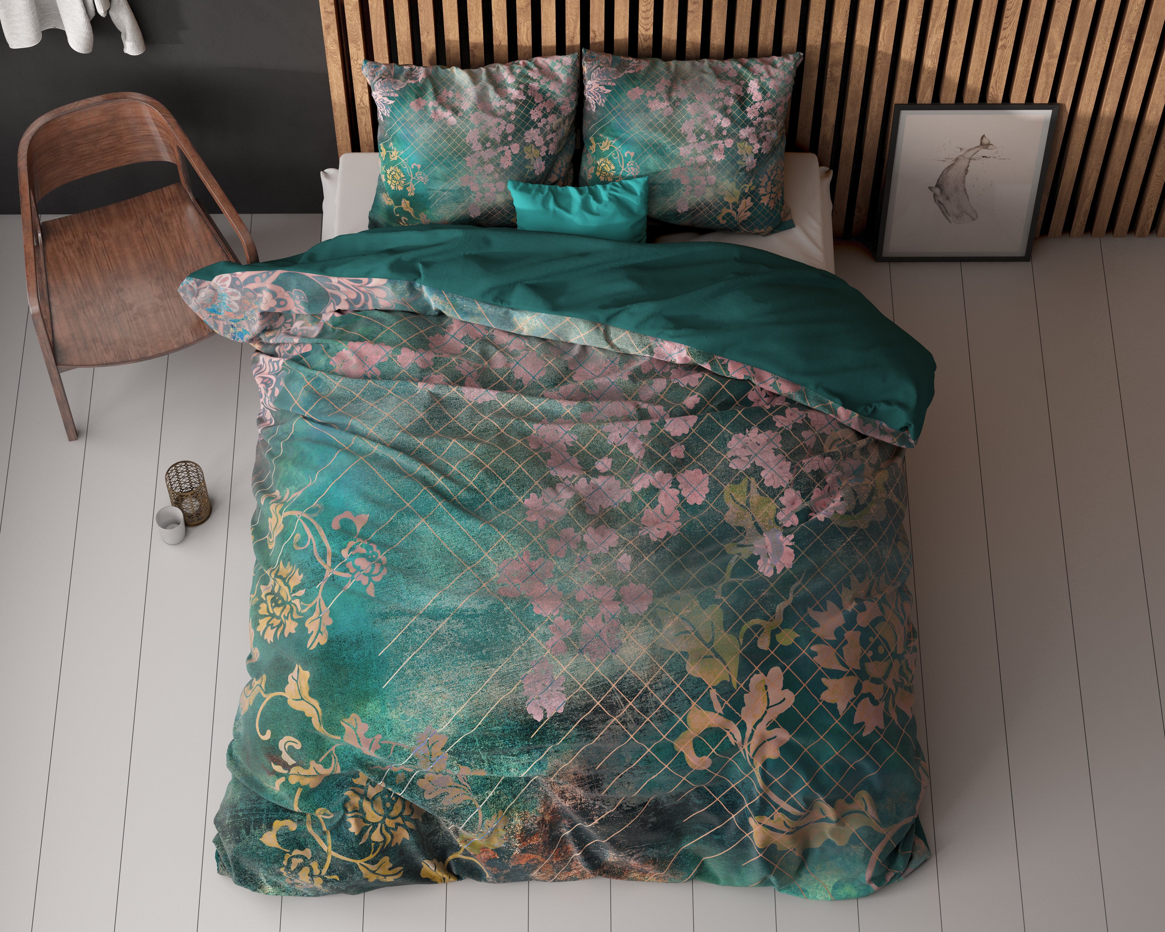Posteljnina Raddison Flower Zelena