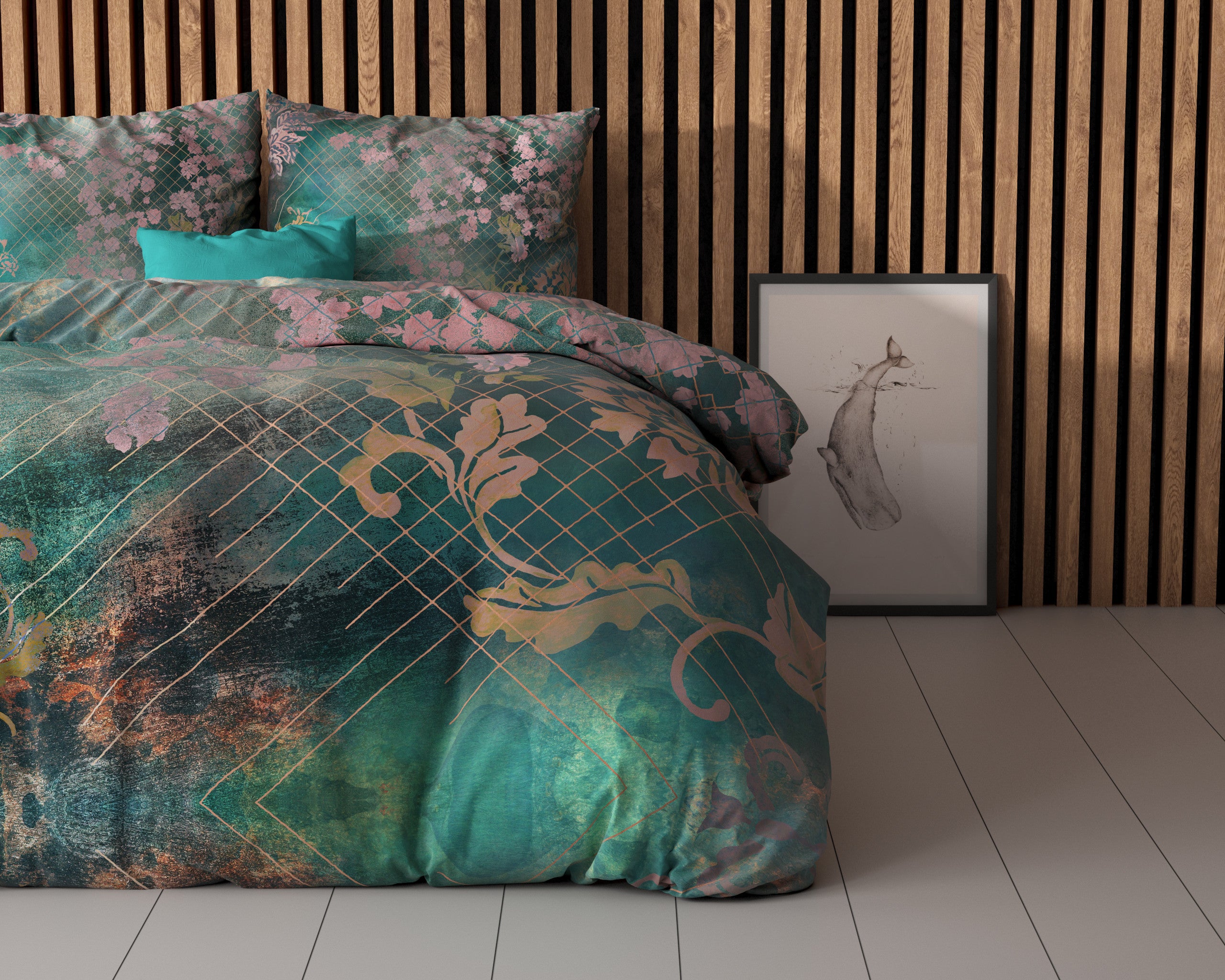 Posteljnina Raddison Flower Zelena