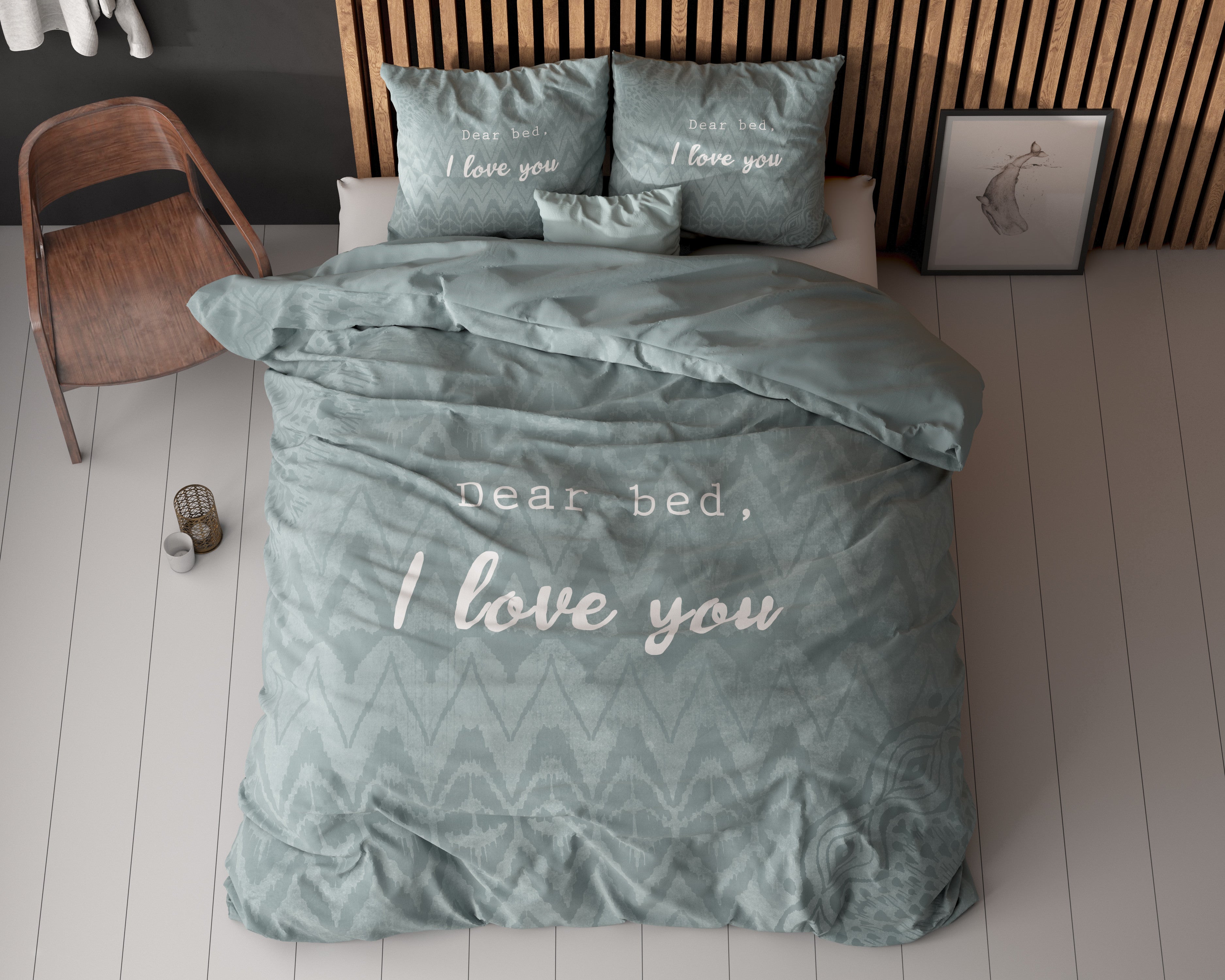 Posteljnina I Love Bed Zelena