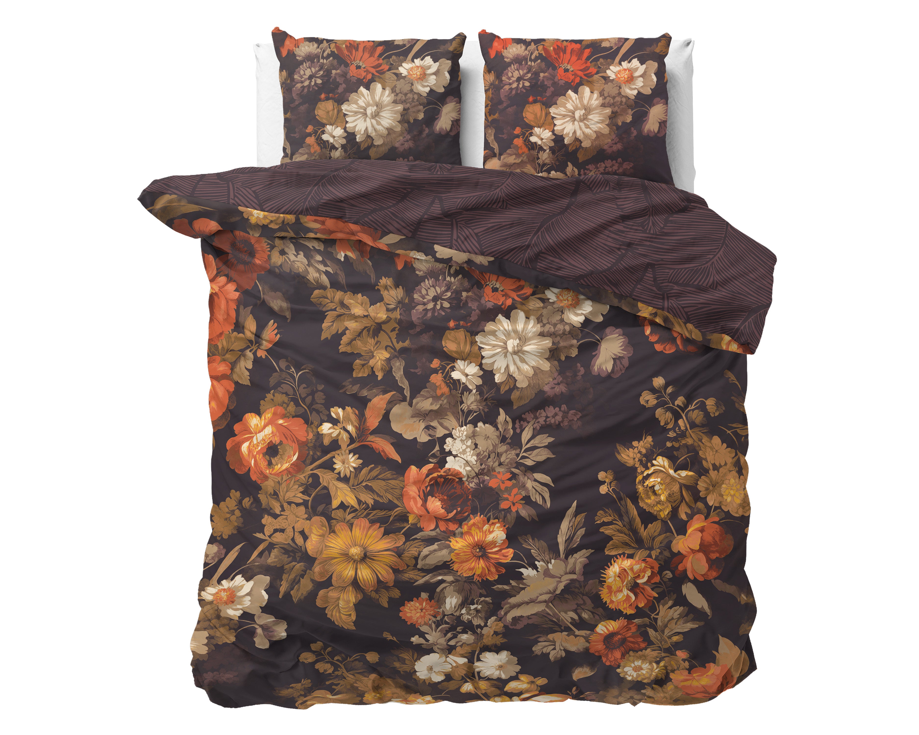 Bombažna posteljnina Art flowers Rjava