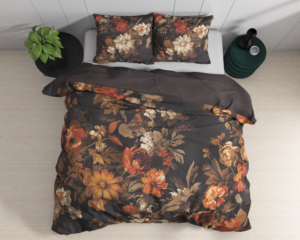 Bombažna posteljnina Art flowers Rjava