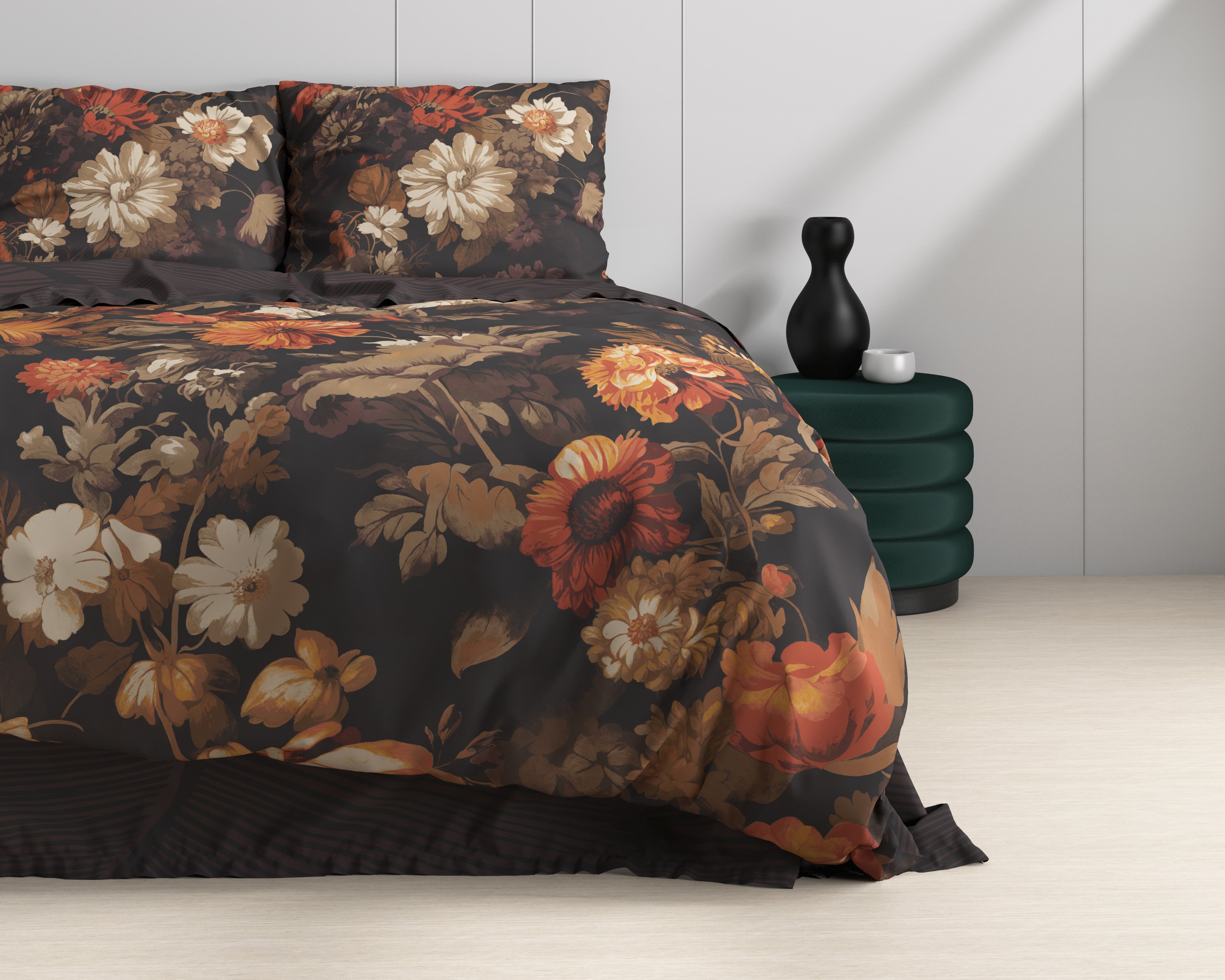 Bombažna posteljnina Art flowers Rjava