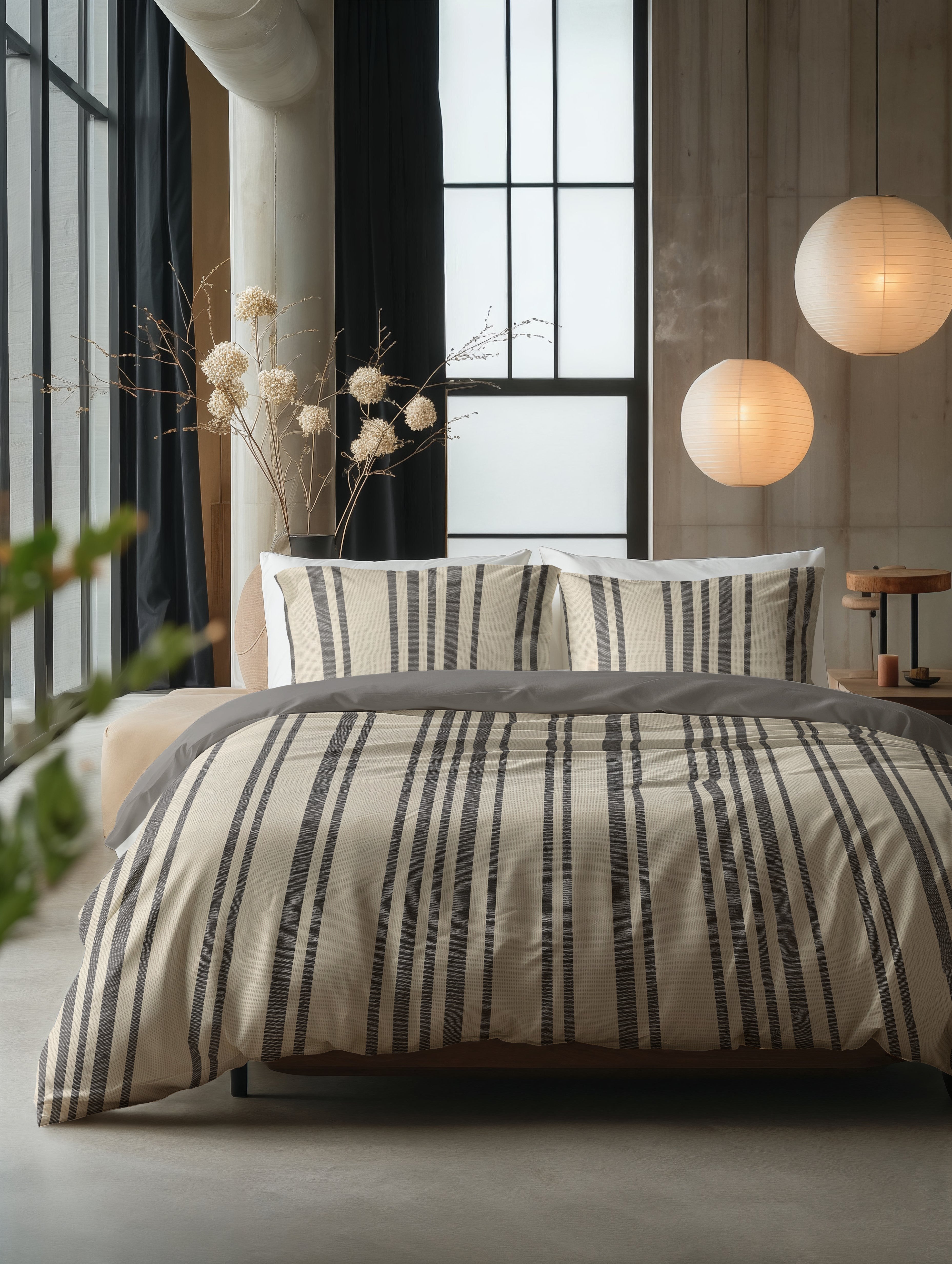 Bombažna posteljnina Linear Linen Peščena
