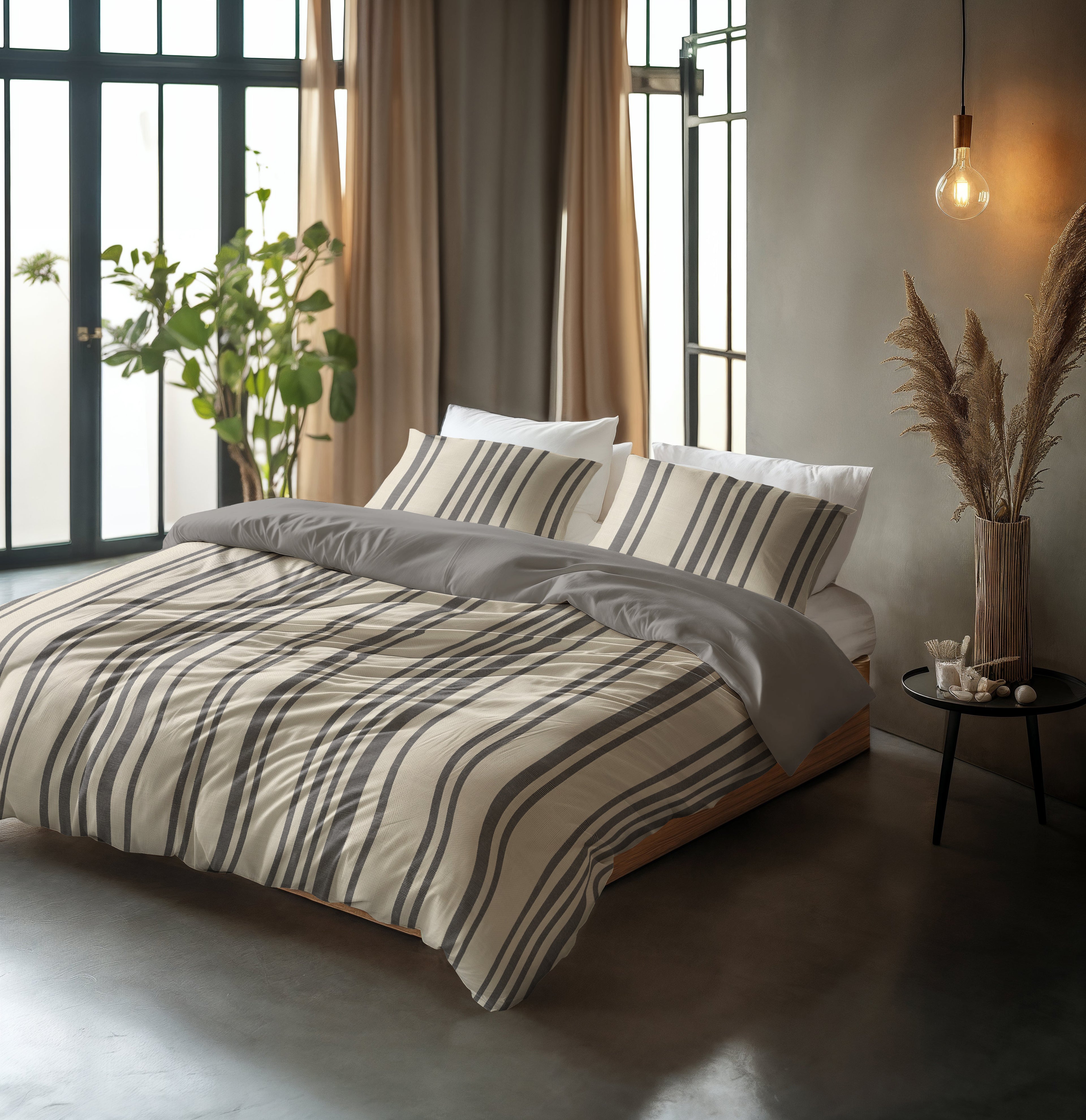 Bombažna posteljnina Linear Linen Peščena