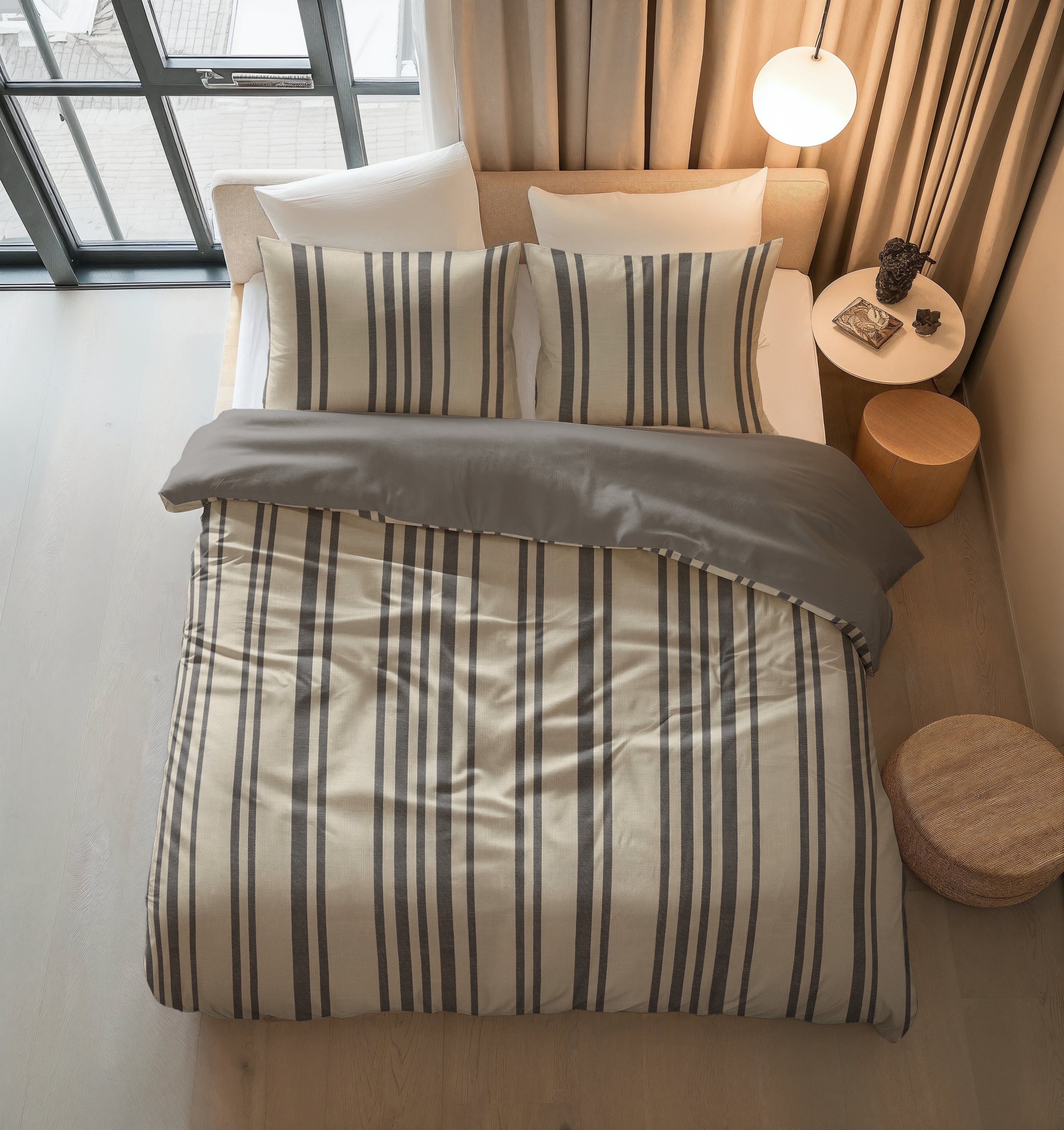 Bombažna posteljnina Linear Linen Peščena