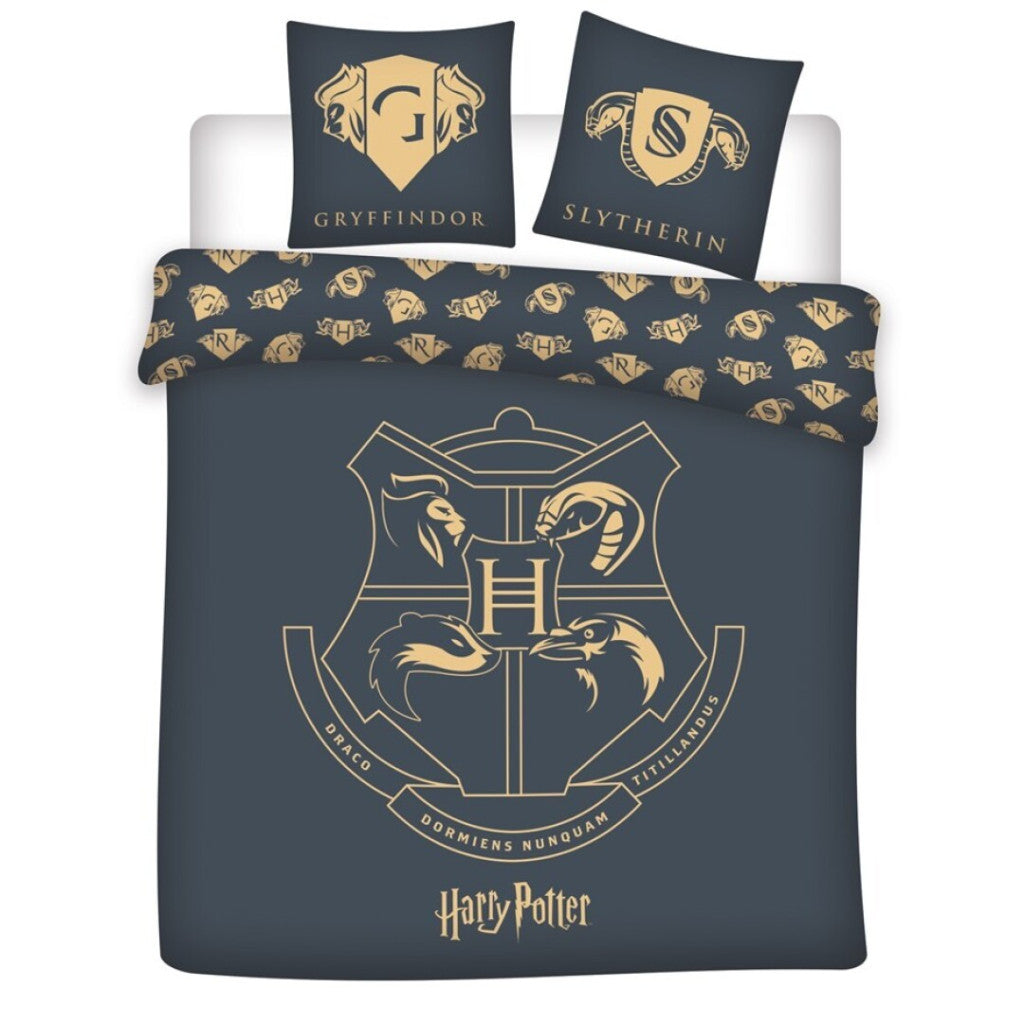 Harry Potter Grey dvojna, dvojna prevleka za odejo 240cm—220 cm, 63x63 cm mikrovlaken