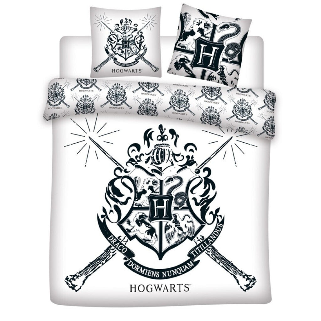 Harry Potter White dvojna, dvojna prevleka za odejo 240cm—220cm, 65x65 cm