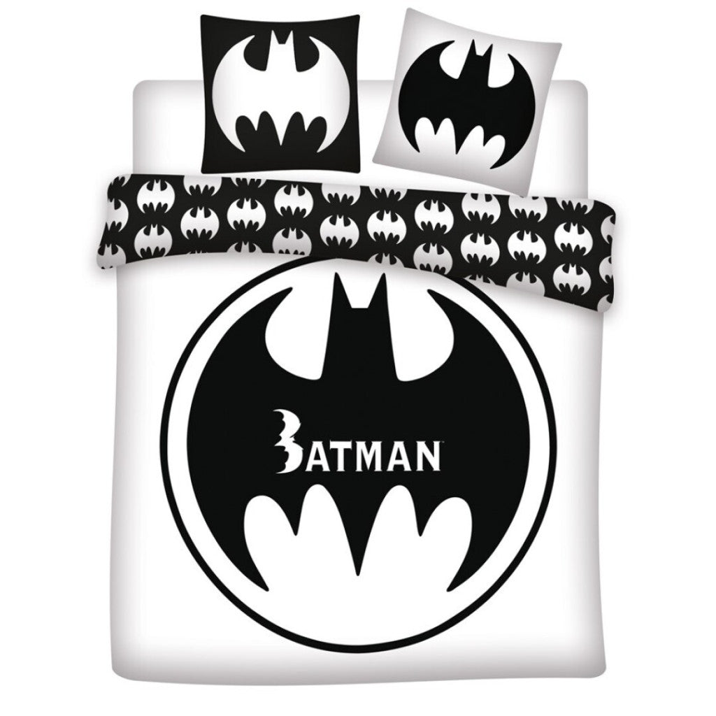 Batman White dvojna, dvojna prevleka za odejo 240cm—220cm, 65x65 cm