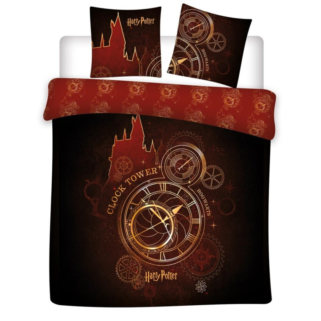 Harry Potter Clock Tower dvojna, dvojna prevleka za odejo 240cm—220cm, 65x65 cm
