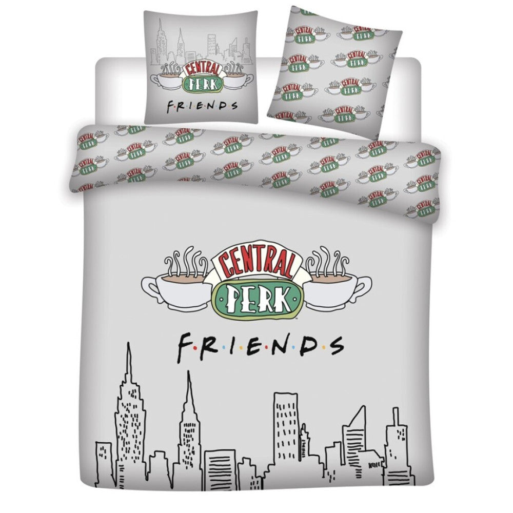 Friends Grey dvojna, dvojna prevleka za odejo 240cm—220cm, 63x63 cm mikrovlaken